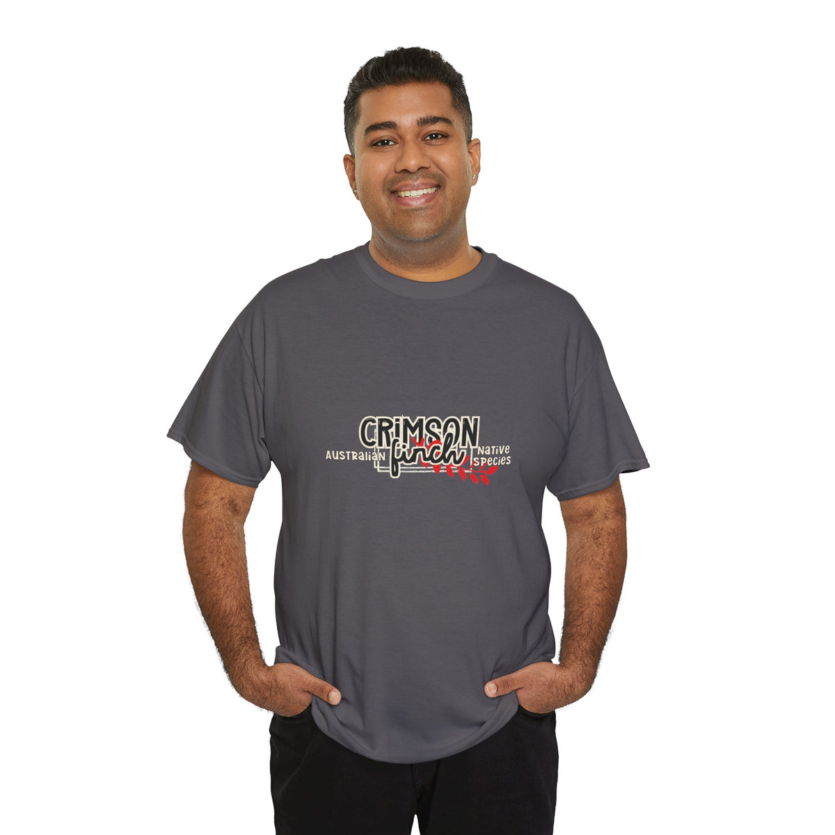 Crimson Finch Australian native species custom T Shirt - Gildan 5000