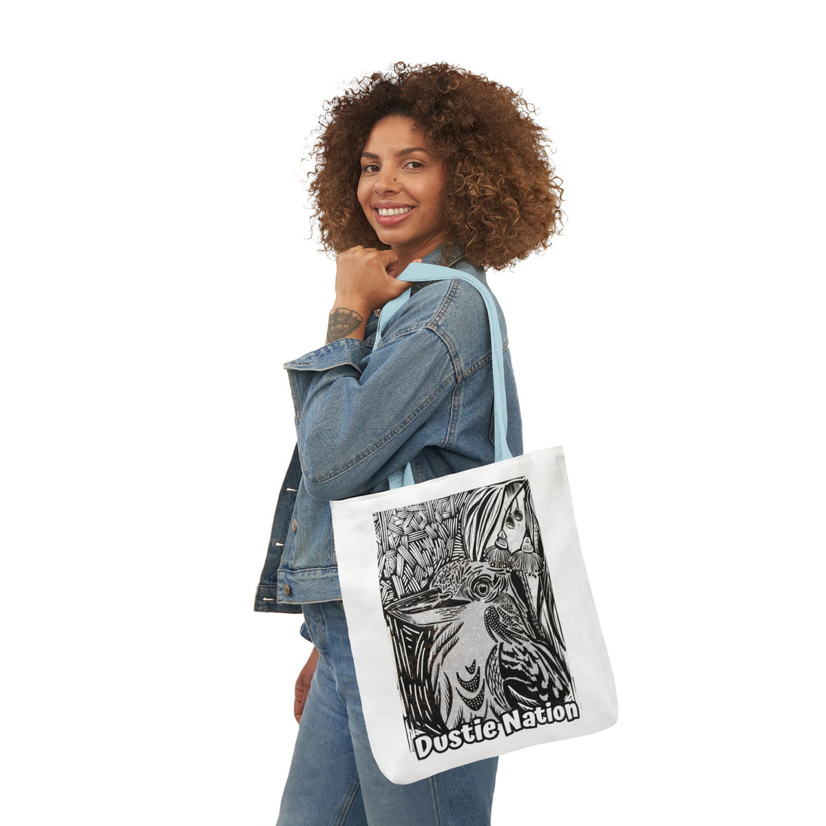 Australian Kookaburra custom design WHITE Tote Bag - Hand drawn artwork & custom text available
