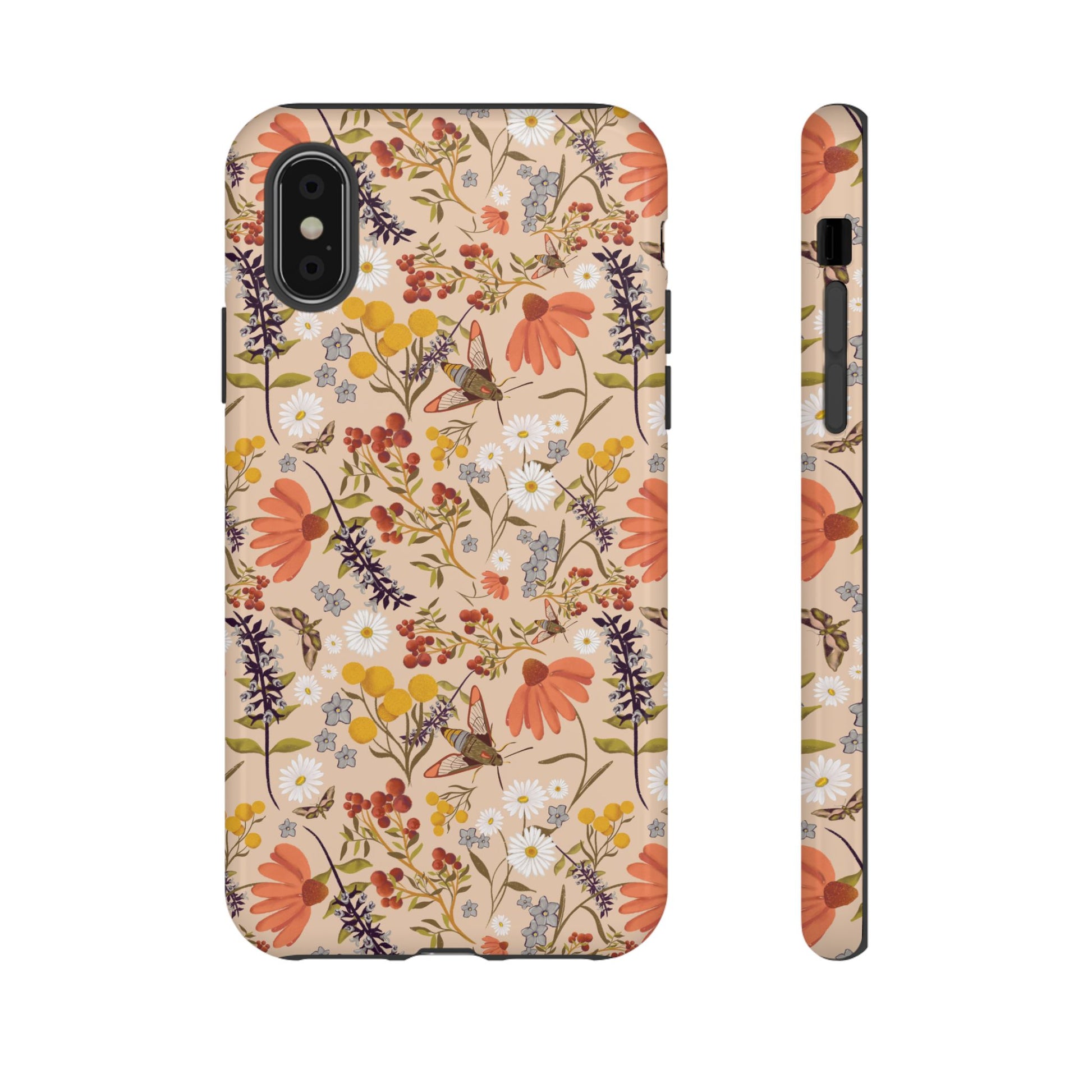 Cottage core hand drawn design, phone tough case