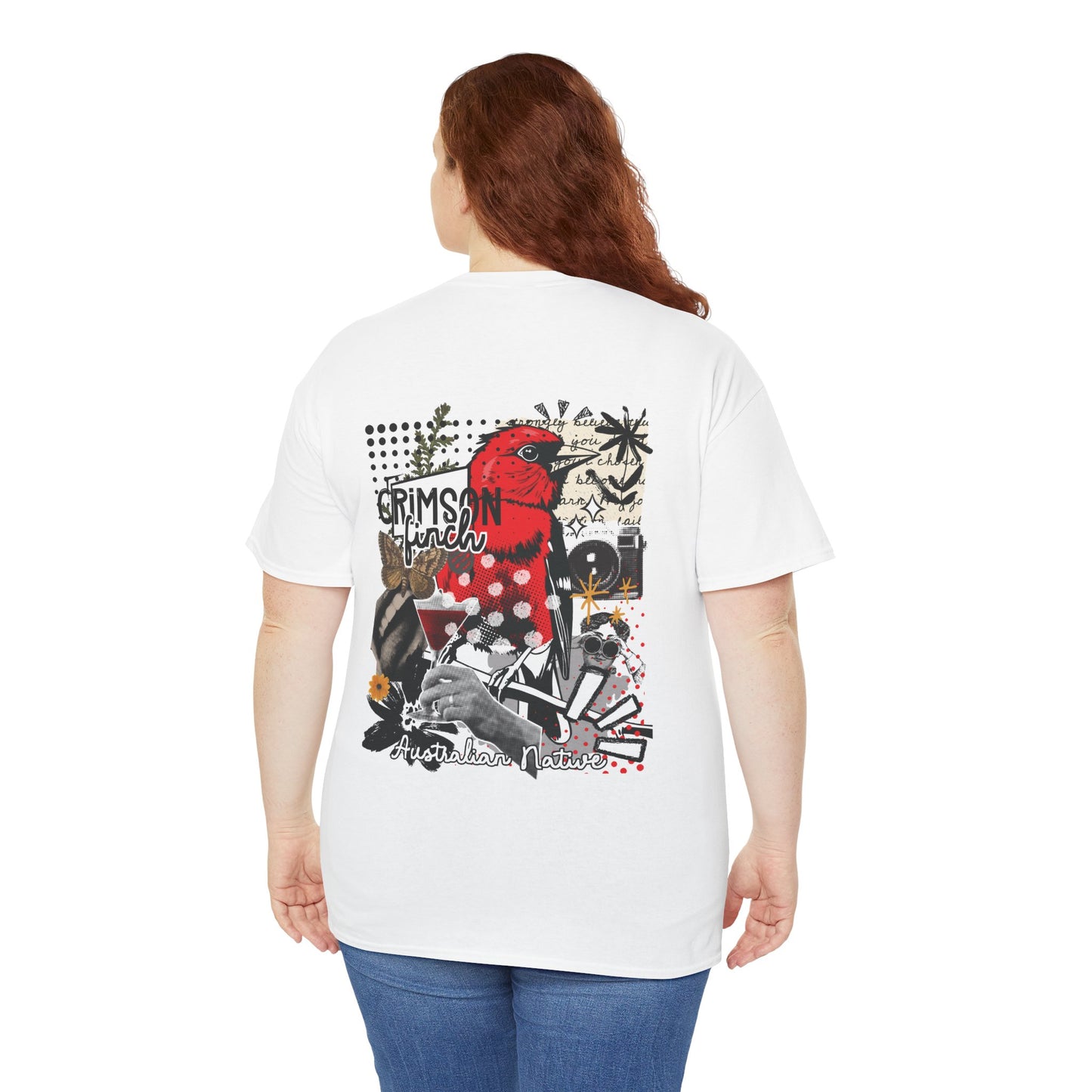 Crimson Finch Australian native species custom T Shirt - Gildan 5000