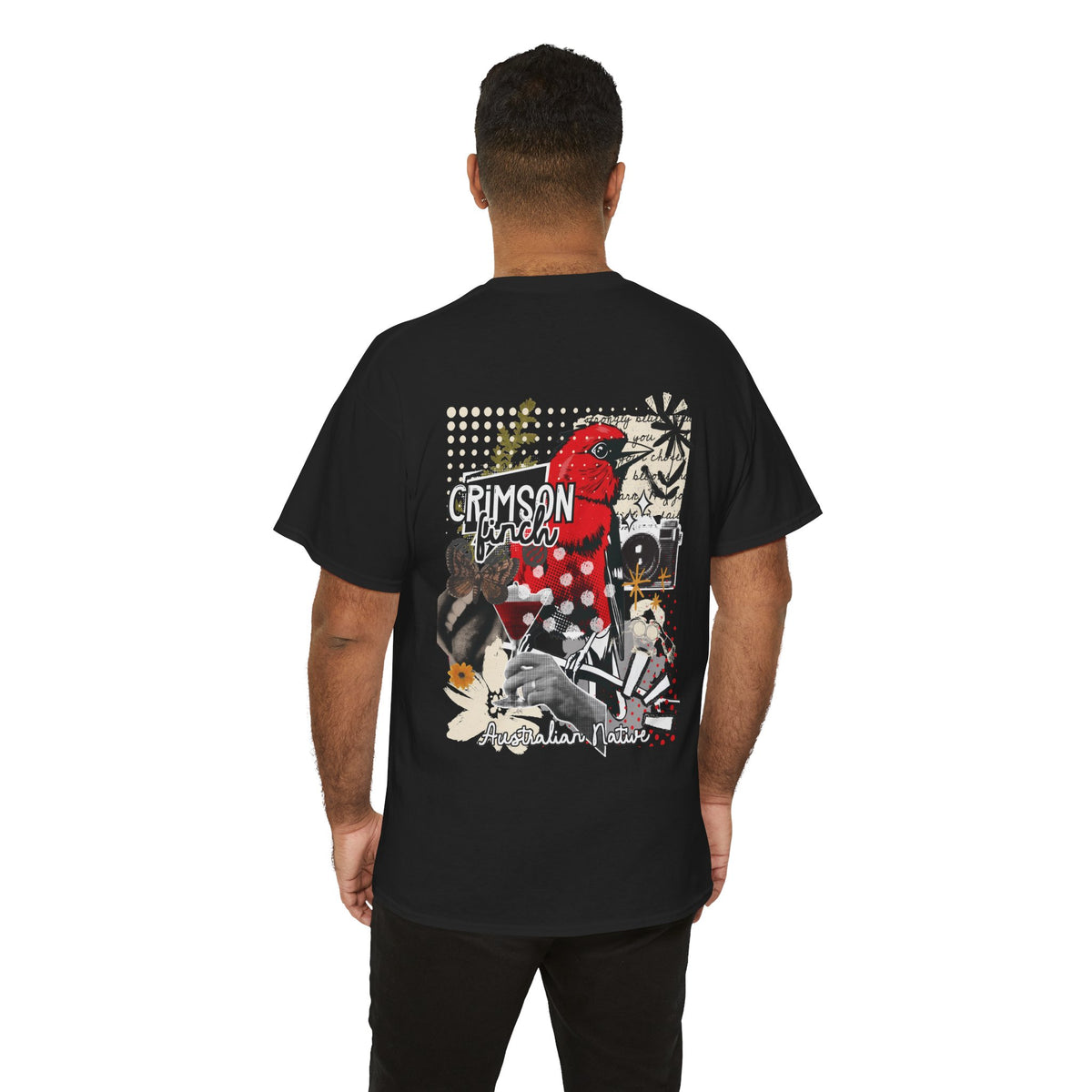 Crimson Finch Australian native species custom T Shirt - Gildan 5000