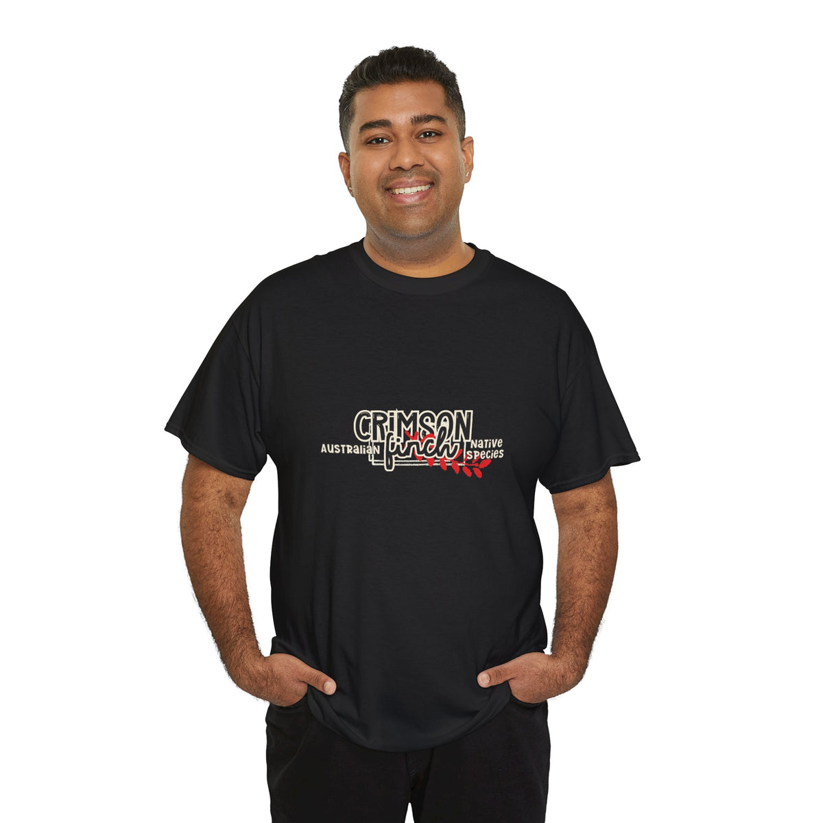 Crimson Finch Australian native species custom T Shirt - Gildan 5000