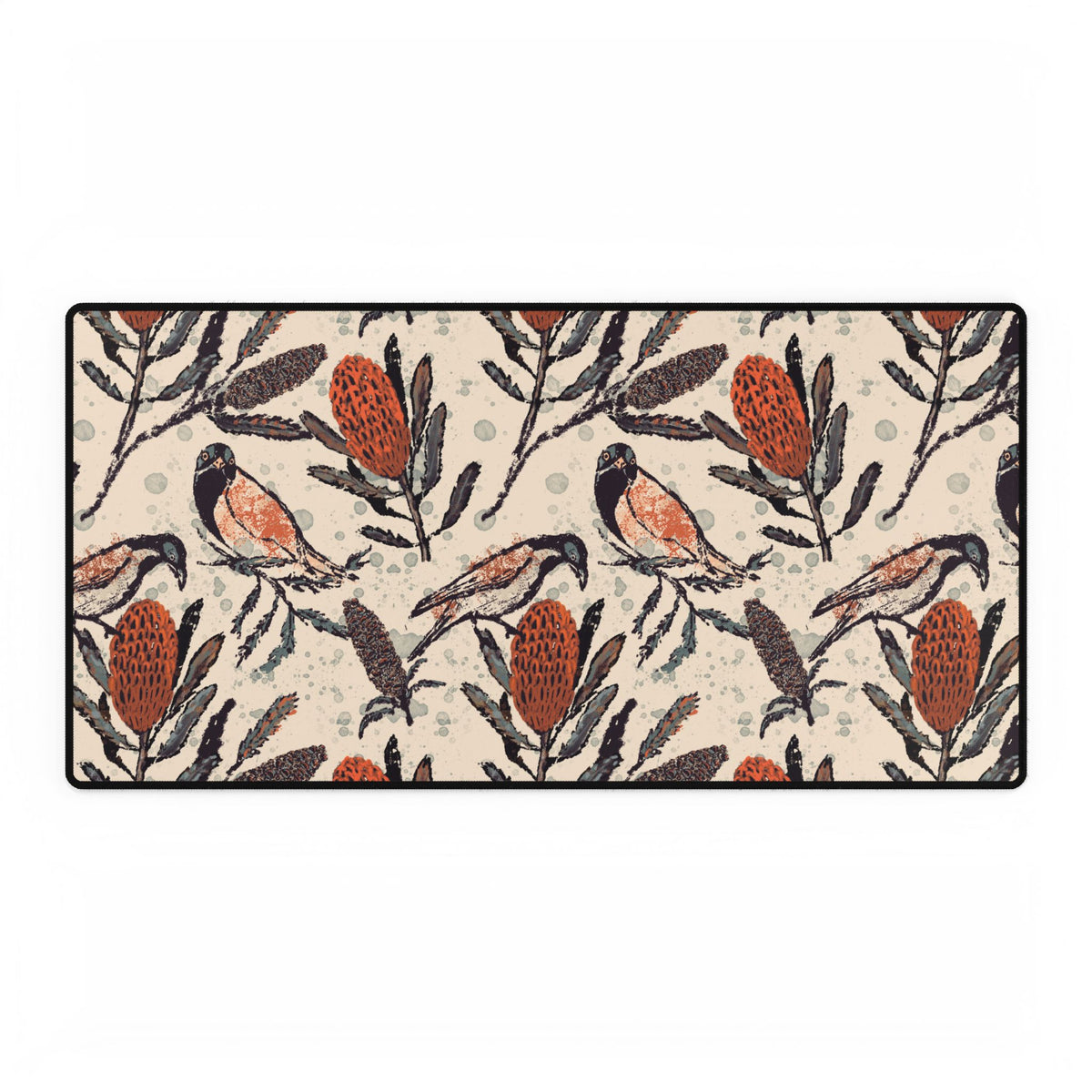 Honey Eaters Desk Mat (Beige) — Australian Native Birds -Mouse Pad for Home Decor or Office