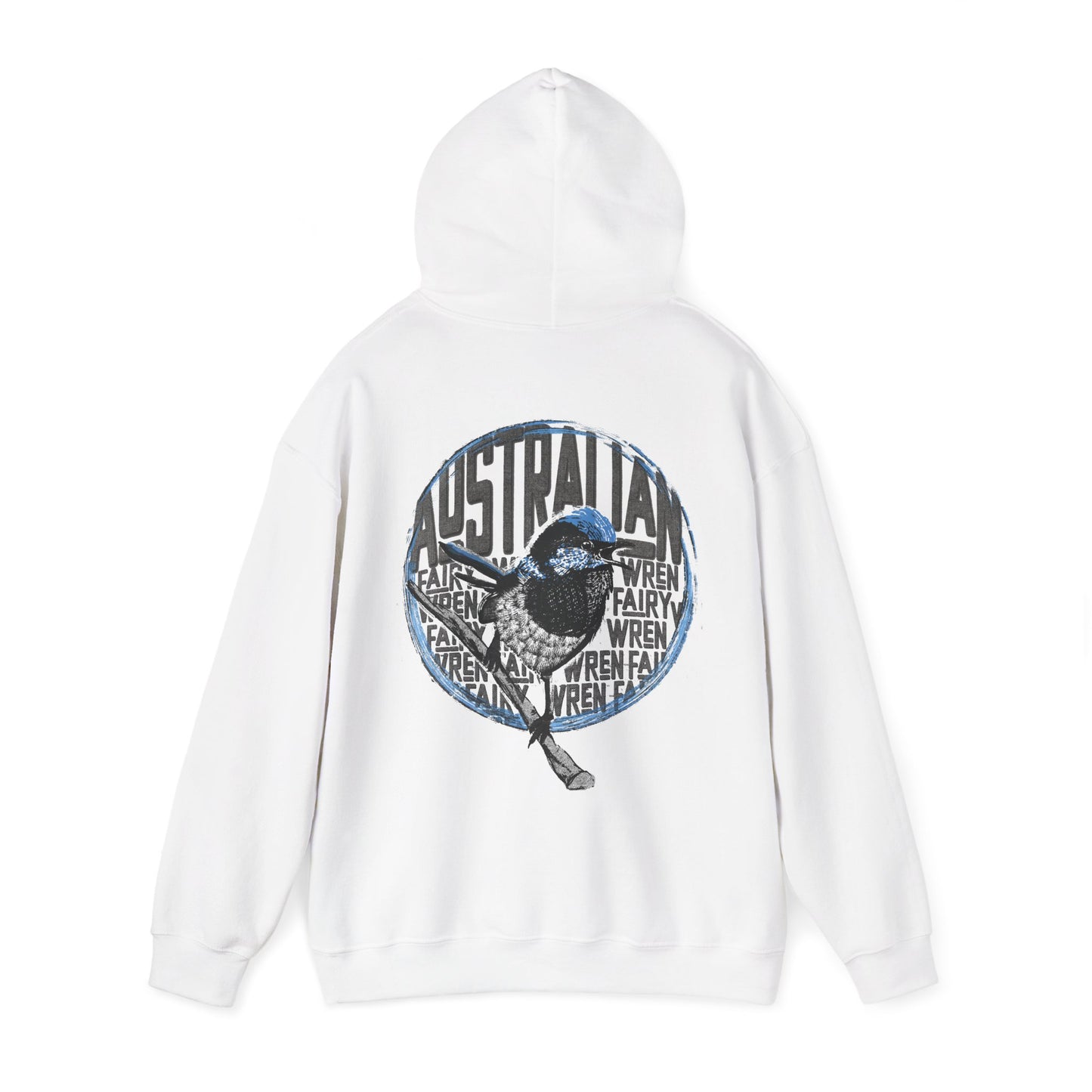 Australian Fairy Wren Heavy Blend Hoodie - custom hand drawn design - Gildan 18500