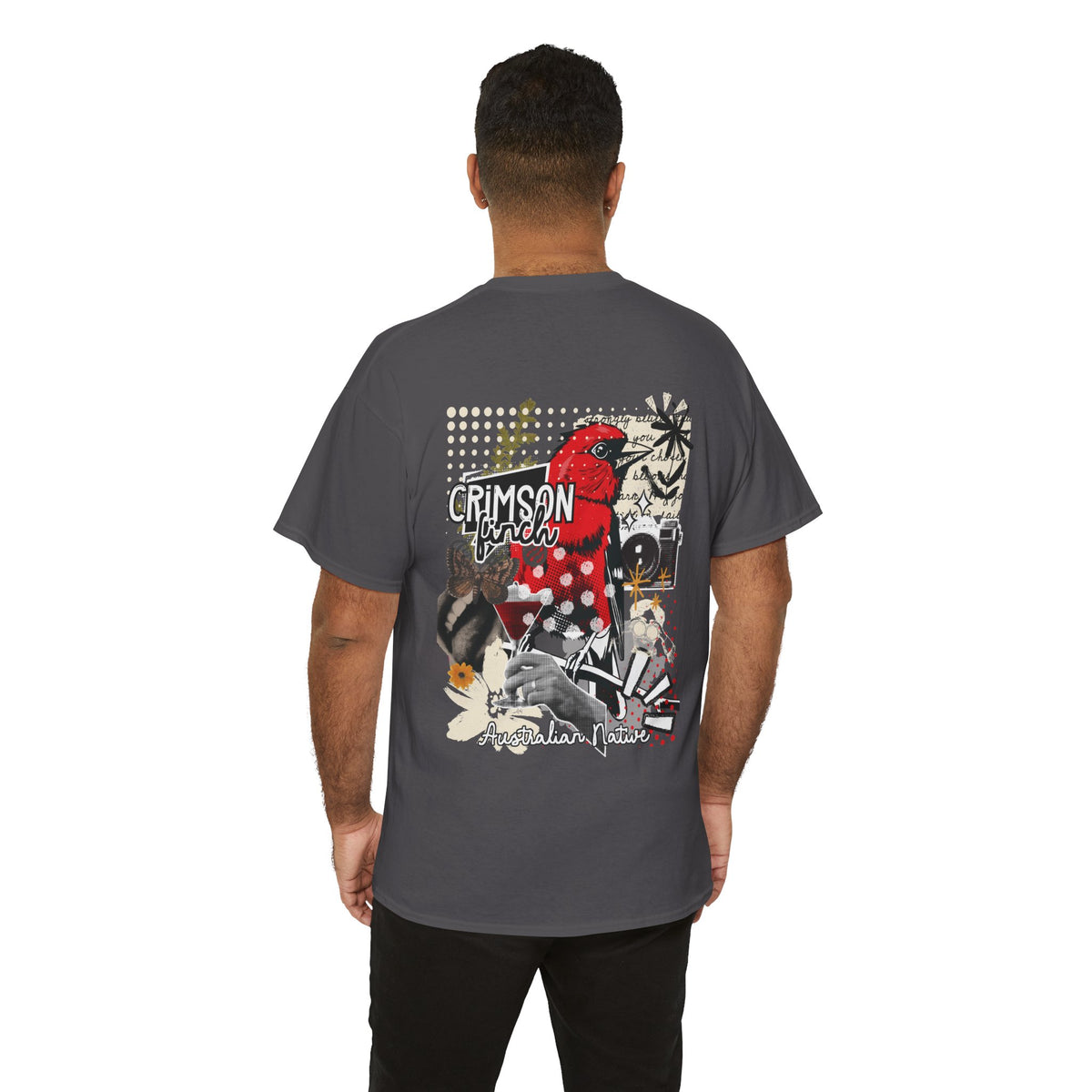 Crimson Finch Australian native species custom T Shirt - Gildan 5000