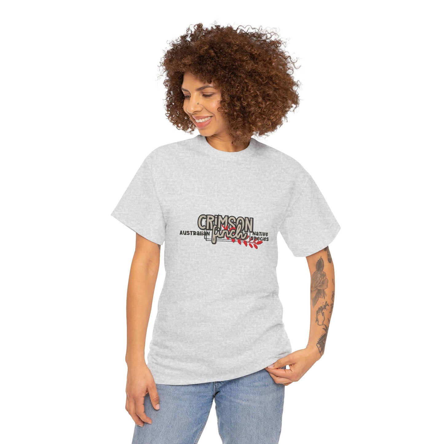 Crimson Finch Australian native species custom T Shirt - Gildan 5000