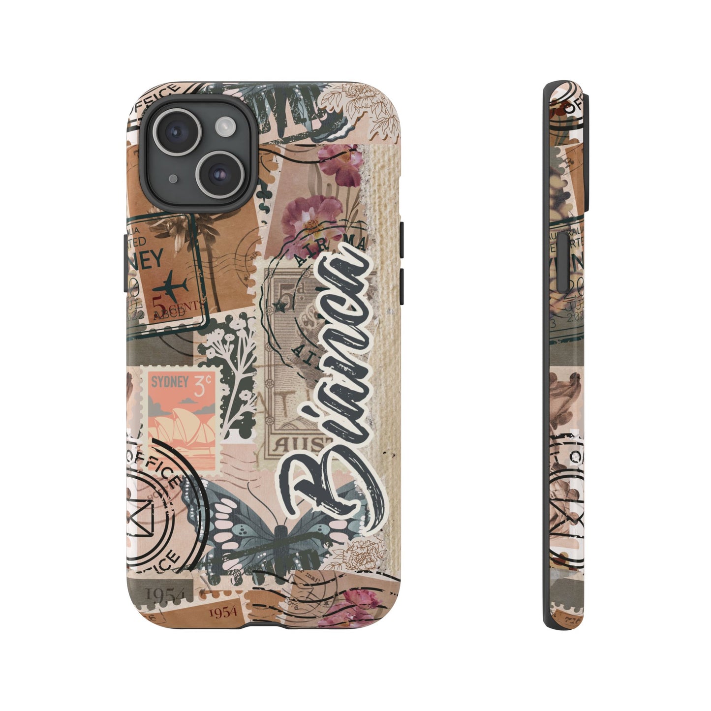 Personalised phone tough case - vintage stamp design