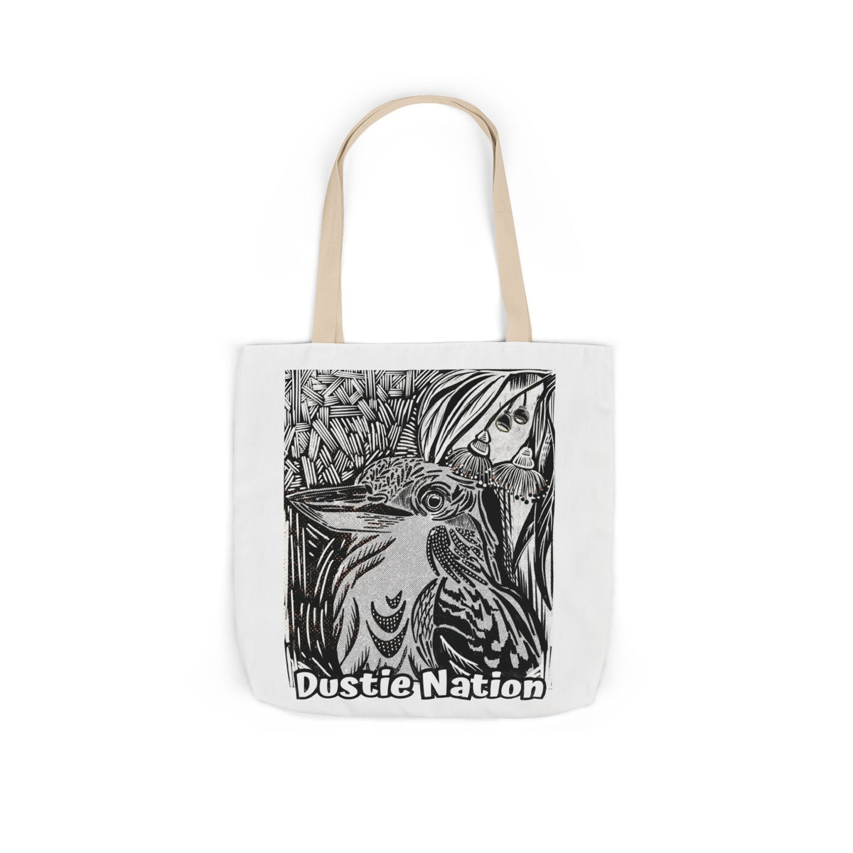 Australian Kookaburra custom design WHITE Tote Bag - Hand drawn artwork & custom text available