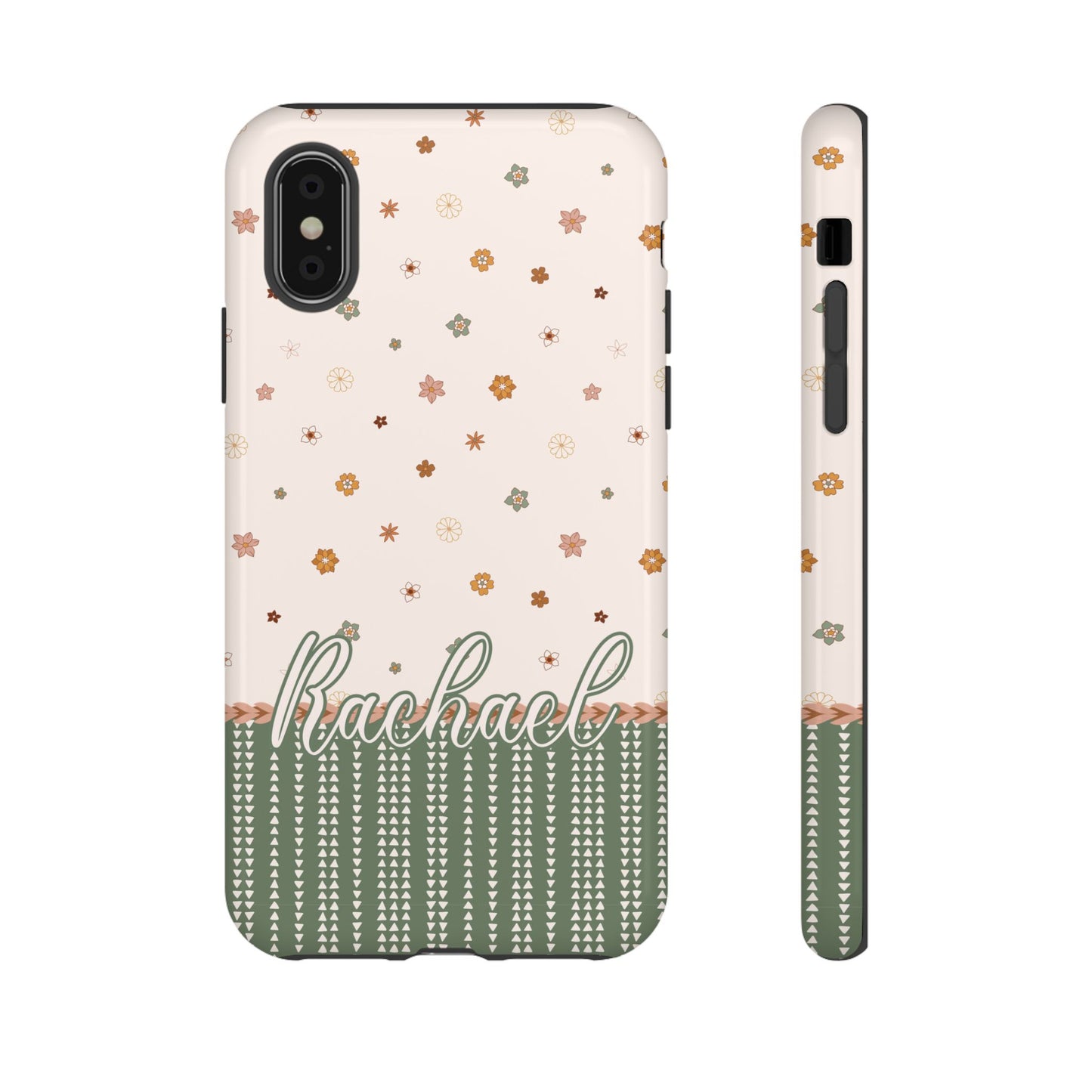 Custom phone tough case Australia, soft pink and green floral design