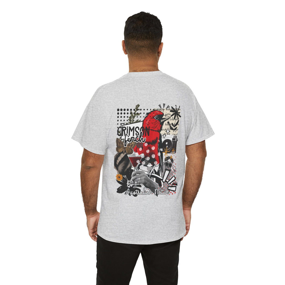 Crimson Finch Australian native species custom T Shirt - Gildan 5000