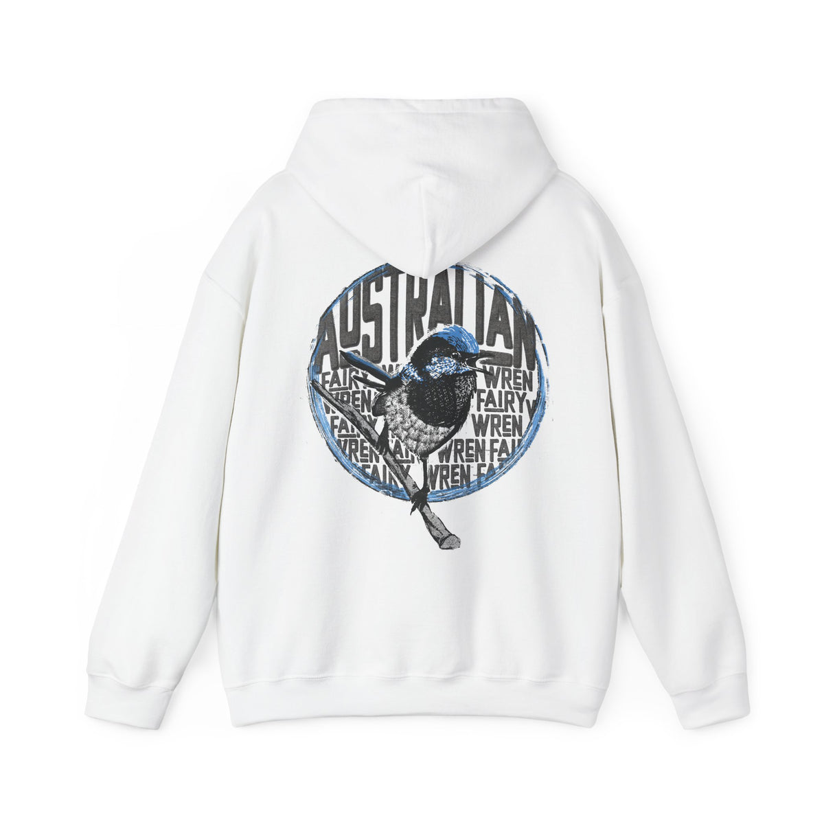 Australian Fairy Wren Heavy Blend Hoodie - custom hand drawn design - Gildan 18500