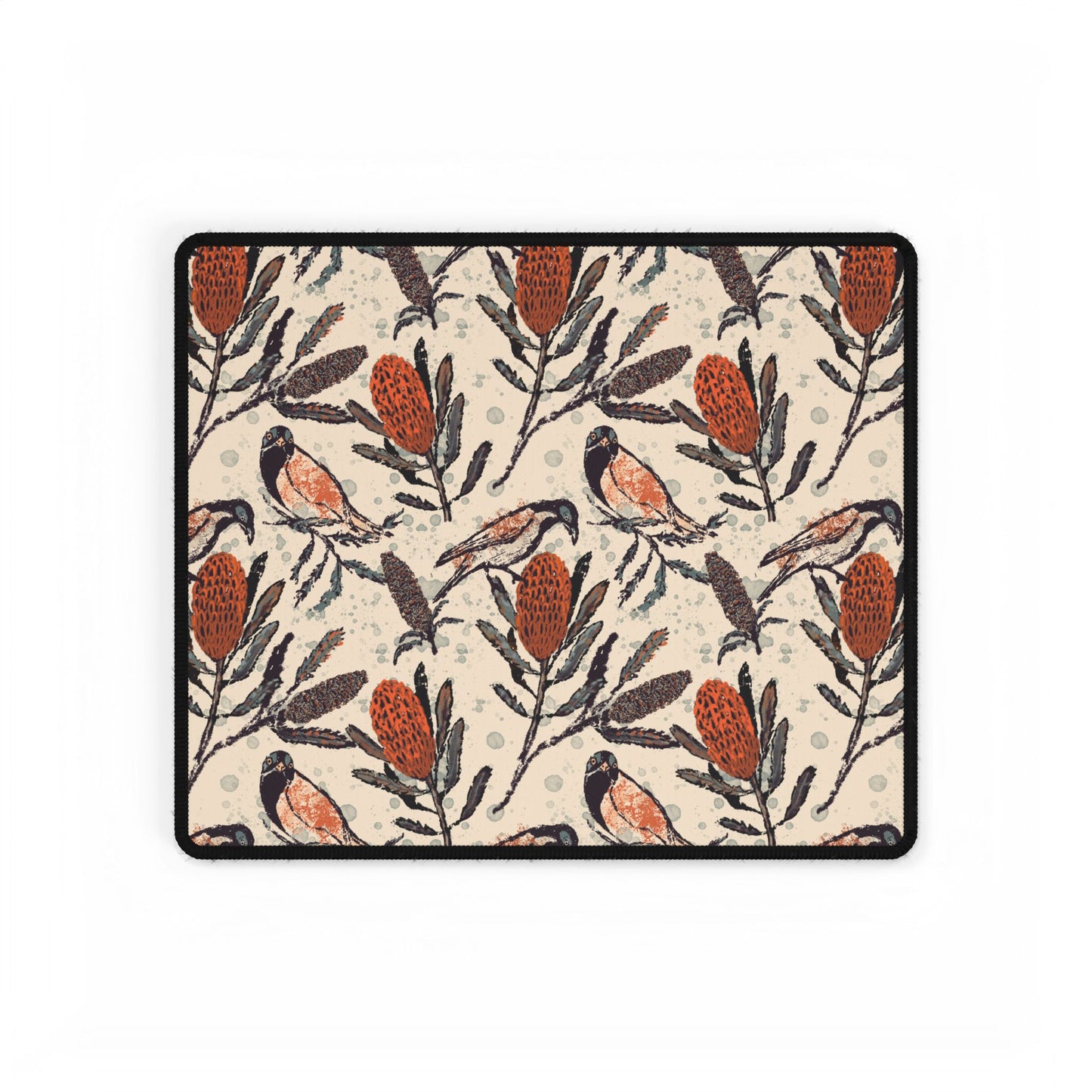 Honey Eaters Desk Mat (Beige) — Australian Native Birds -Mouse Pad for Home Decor or Office