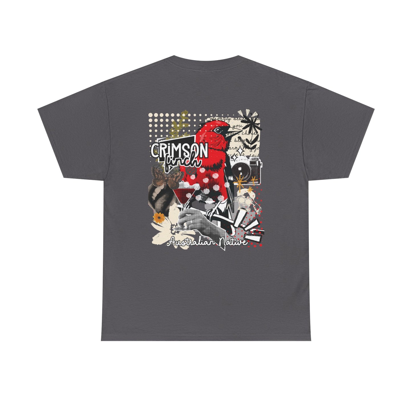 Crimson Finch Australian native species custom T Shirt - Gildan 5000