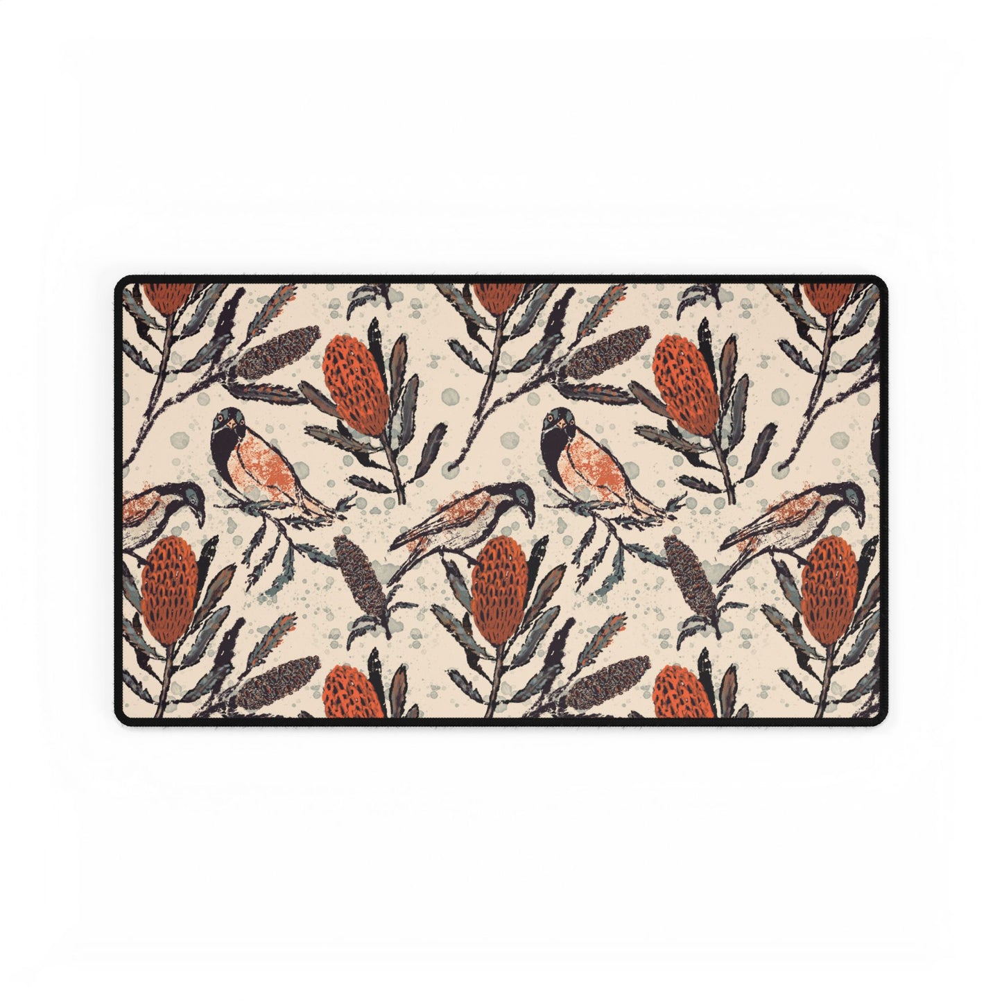 Honey Eaters Desk Mat (Beige) — Australian Native Birds -Mouse Pad for Home Decor or Office