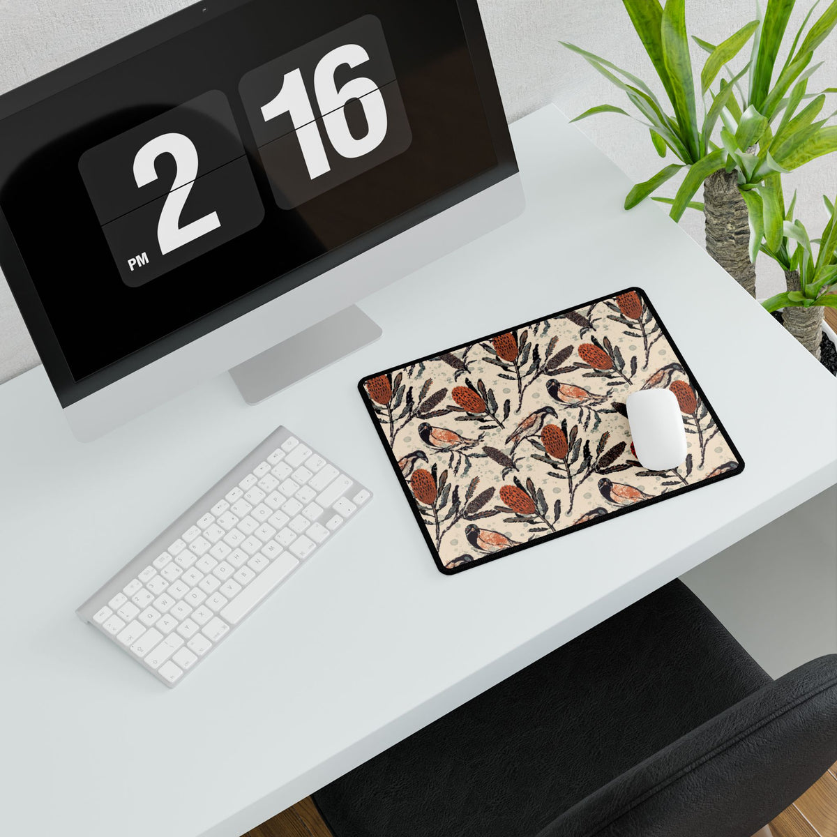 Honey Eaters Desk Mat (Beige) — Australian Native Birds -Mouse Pad for Home Decor or Office