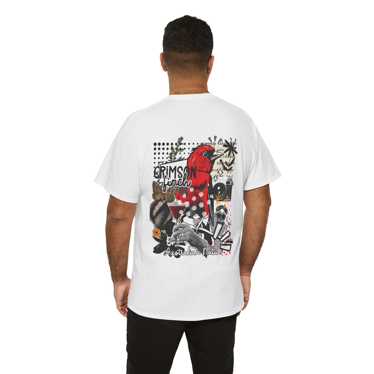 Crimson Finch Australian native species custom T Shirt - Gildan 5000