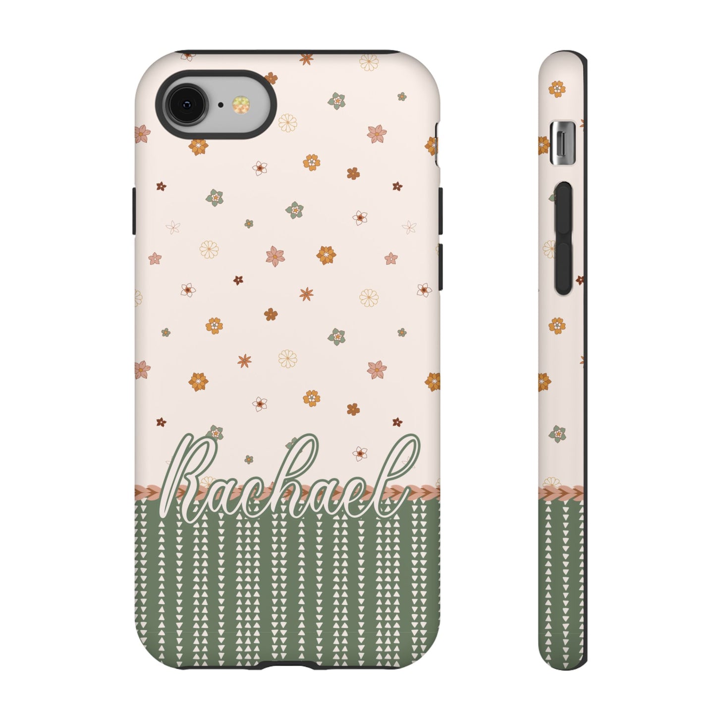 Custom phone tough case Australia, soft pink and green floral design