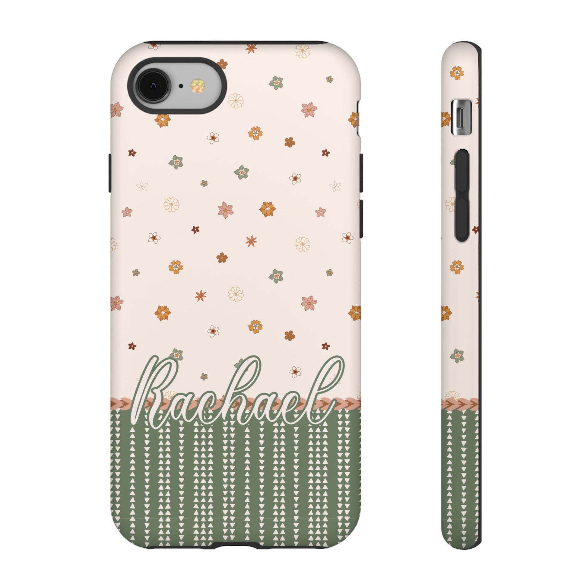 Custom phone tough case Australia, soft pink and green floral design