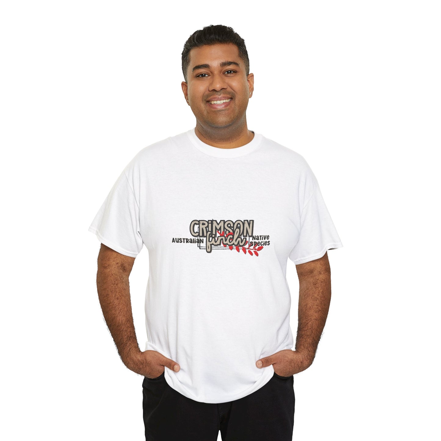Crimson Finch Australian native species custom T Shirt - Gildan 5000