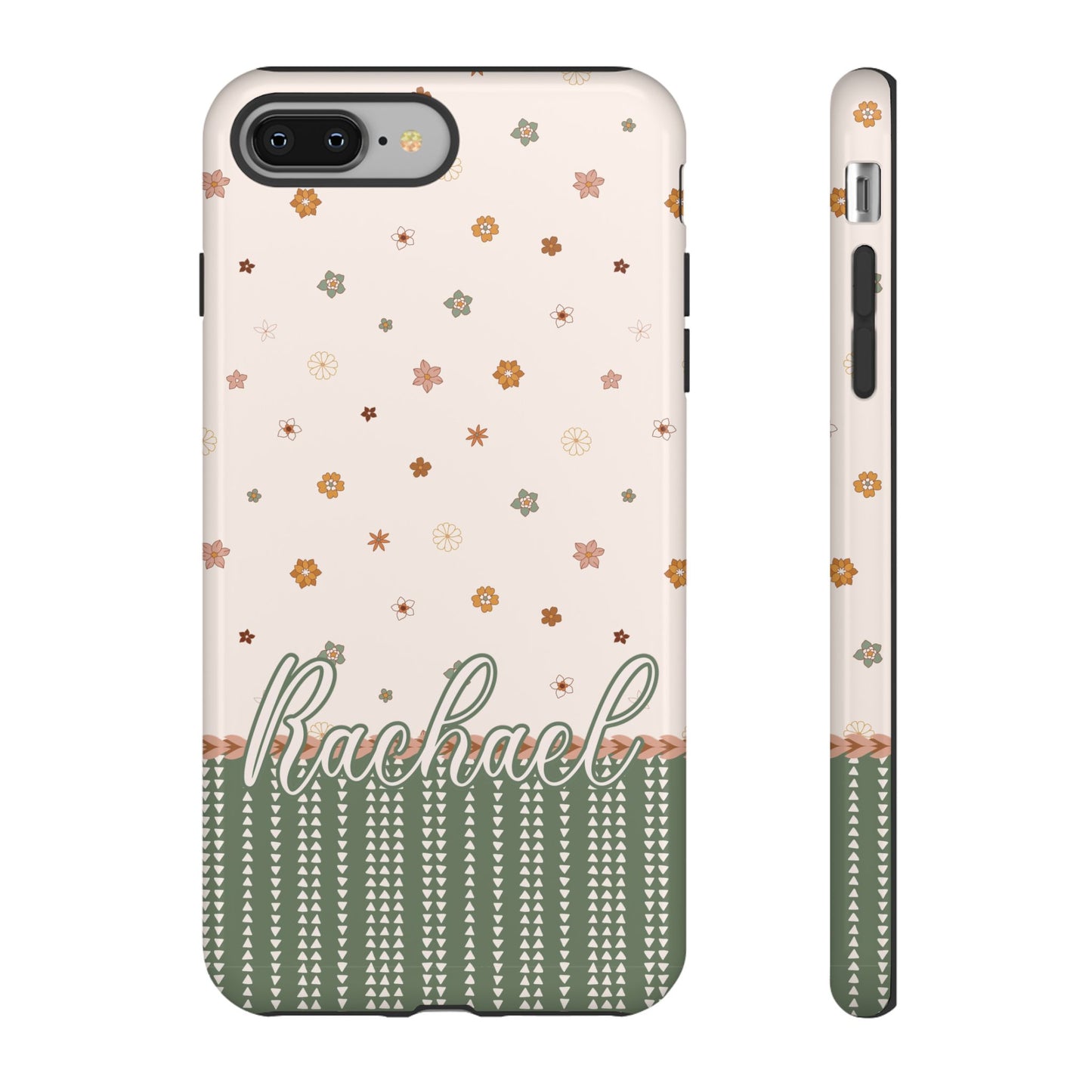 Custom phone tough case Australia, soft pink and green floral design