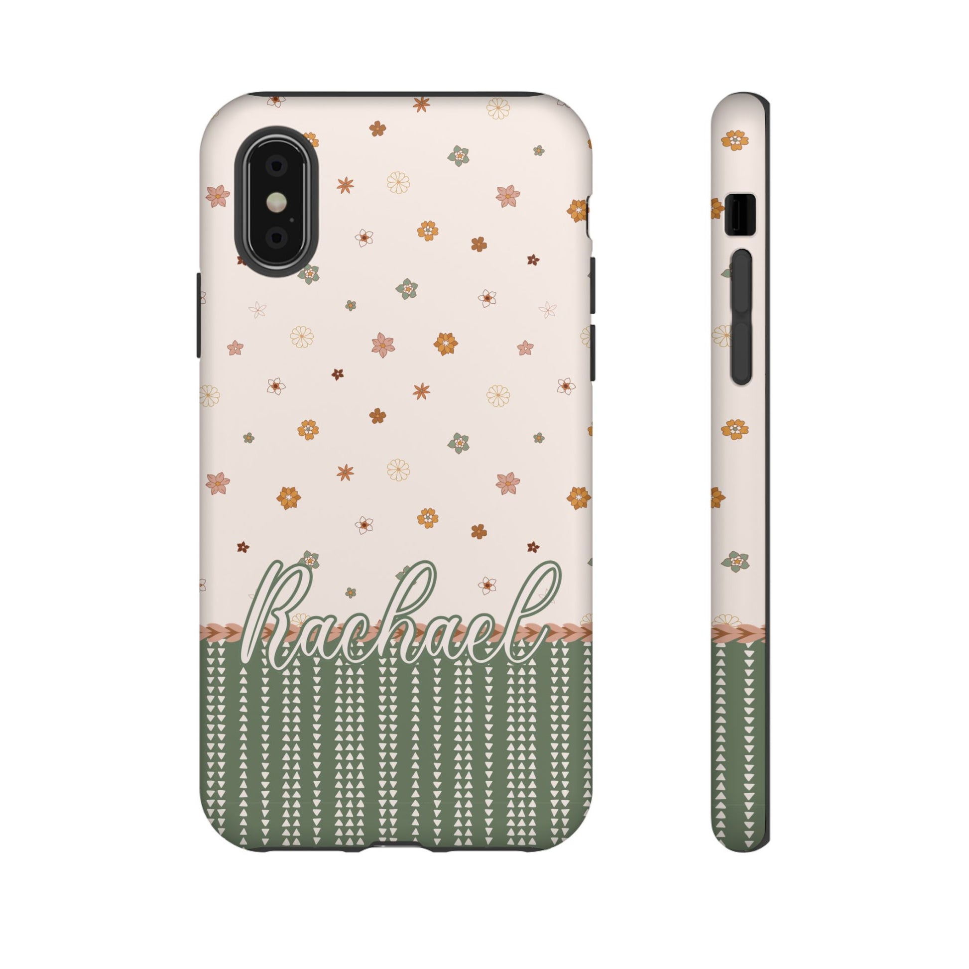 Custom phone tough case Australia, soft pink and green floral design