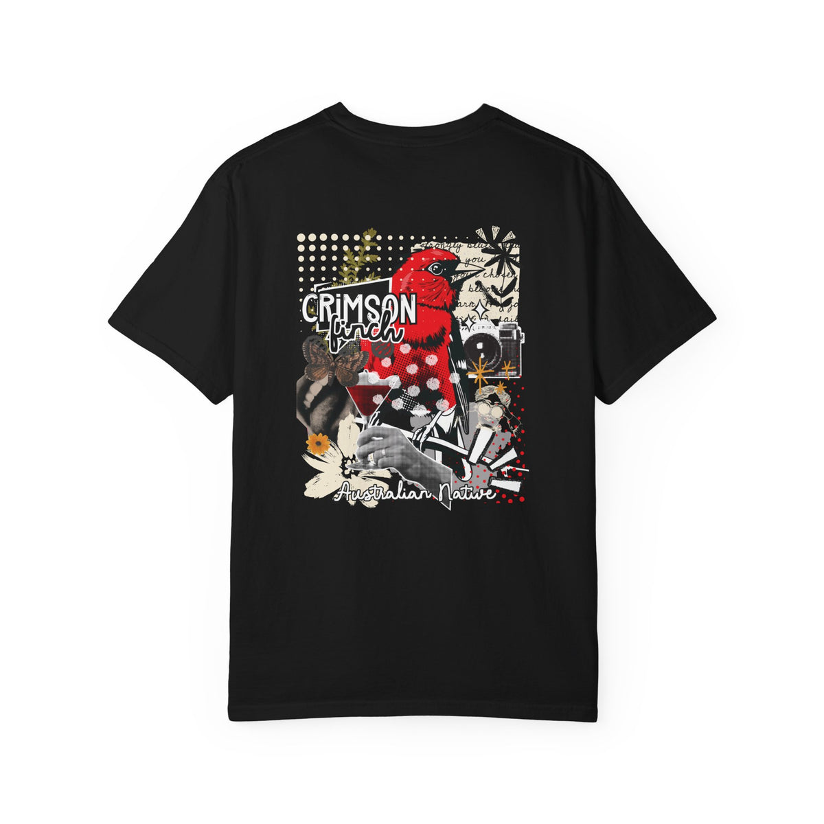 Crimson Finch graphic collage T Shirt - C1717 Comfort Colors
