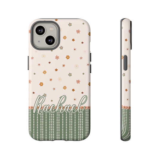 Custom phone tough case Australia, soft pink and green floral design
