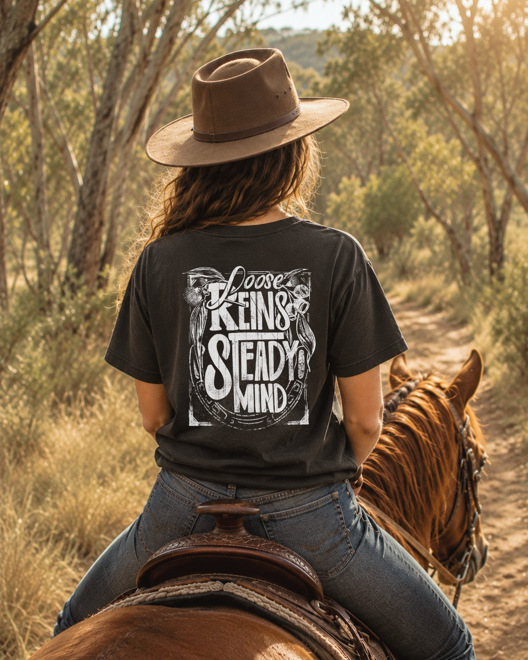 Dustie Nation Horse Quote T Shirt  - Loose Reins Steady Mind