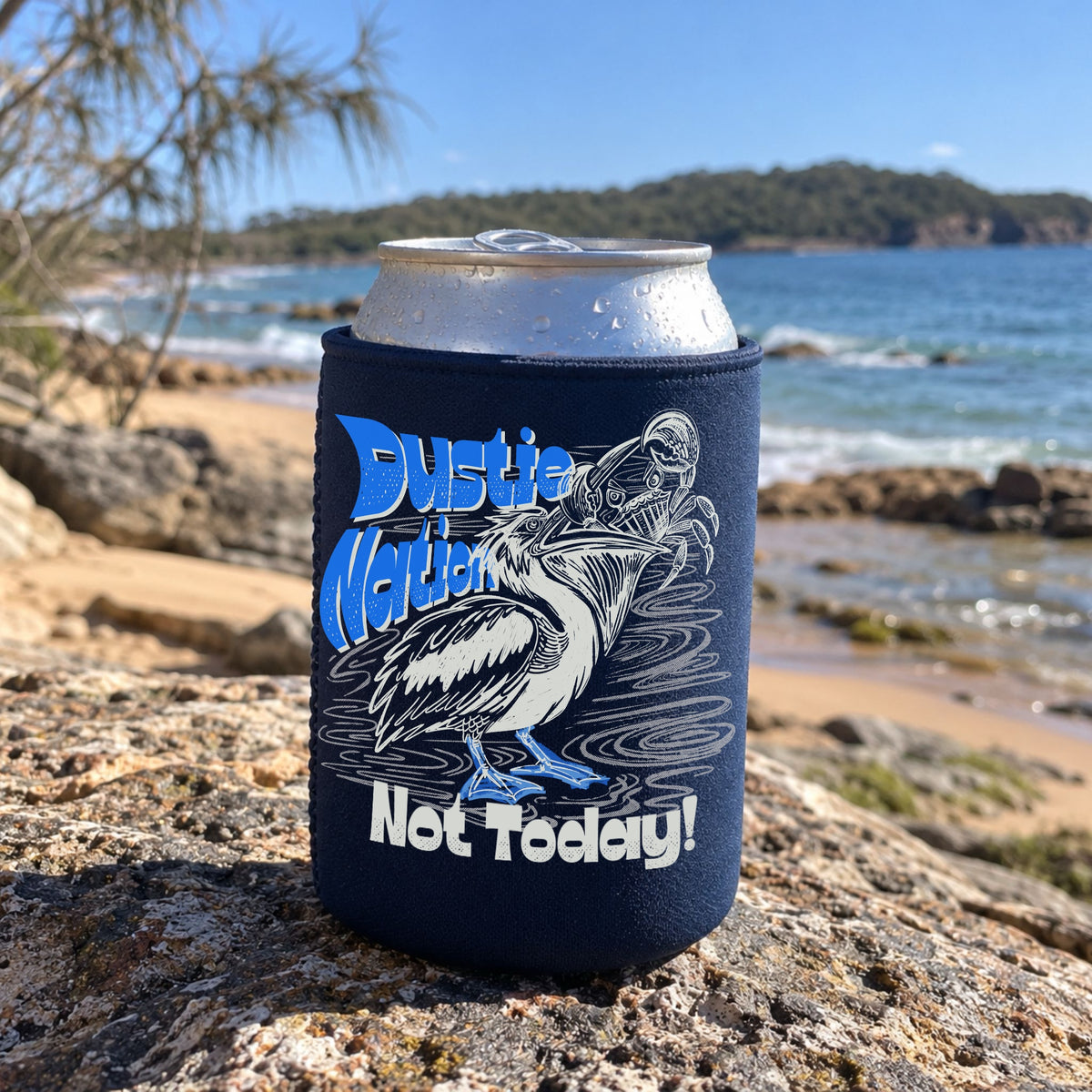 Dustie Nation Custom Artwork Stubbie Cooler - Navy Blue