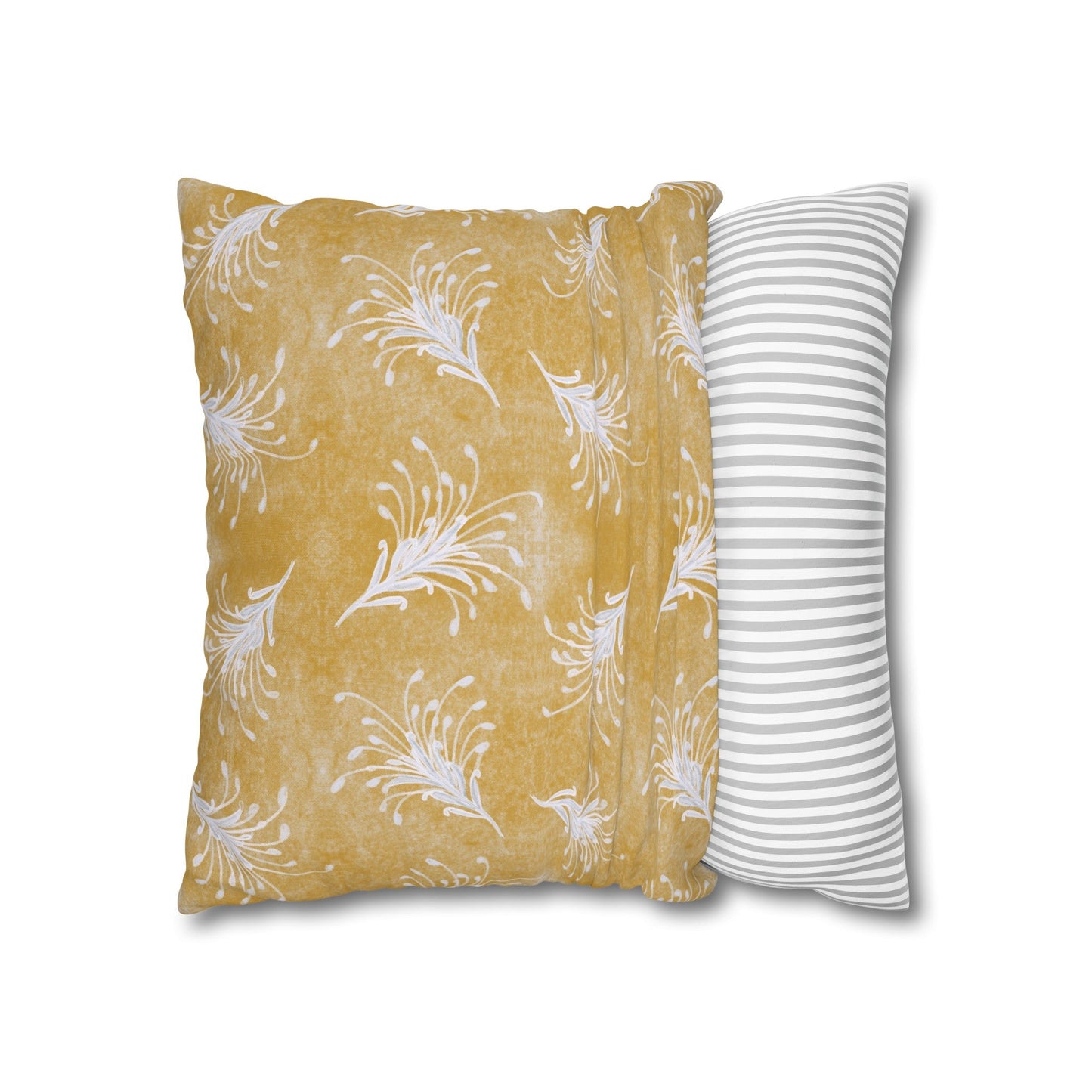 Banksia Blue Collection - hand drawn artwork - yellow grevillea cushion - Solei Designs