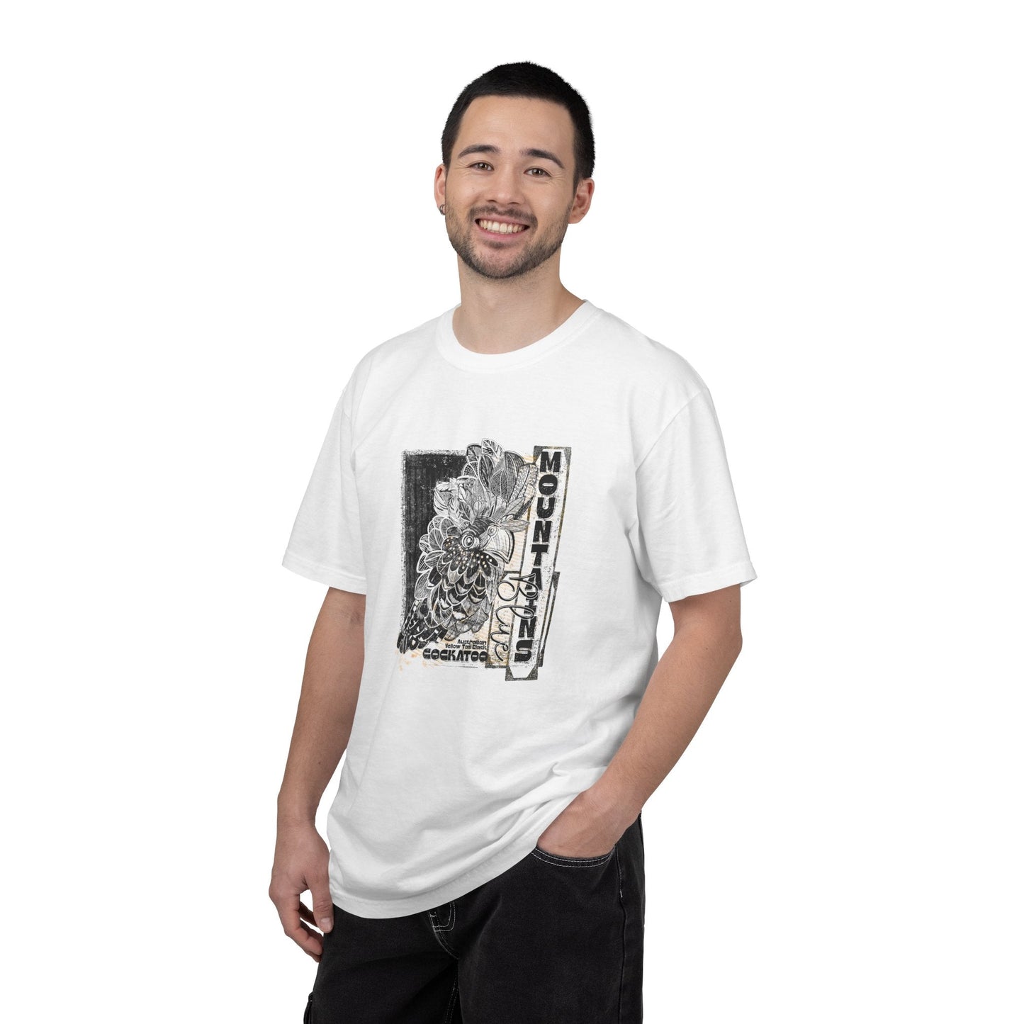 Blue Mountains Yellow Tail Black Cockatoo - C1717 Custom Graphic Soft style T Shirt - Solei Designs