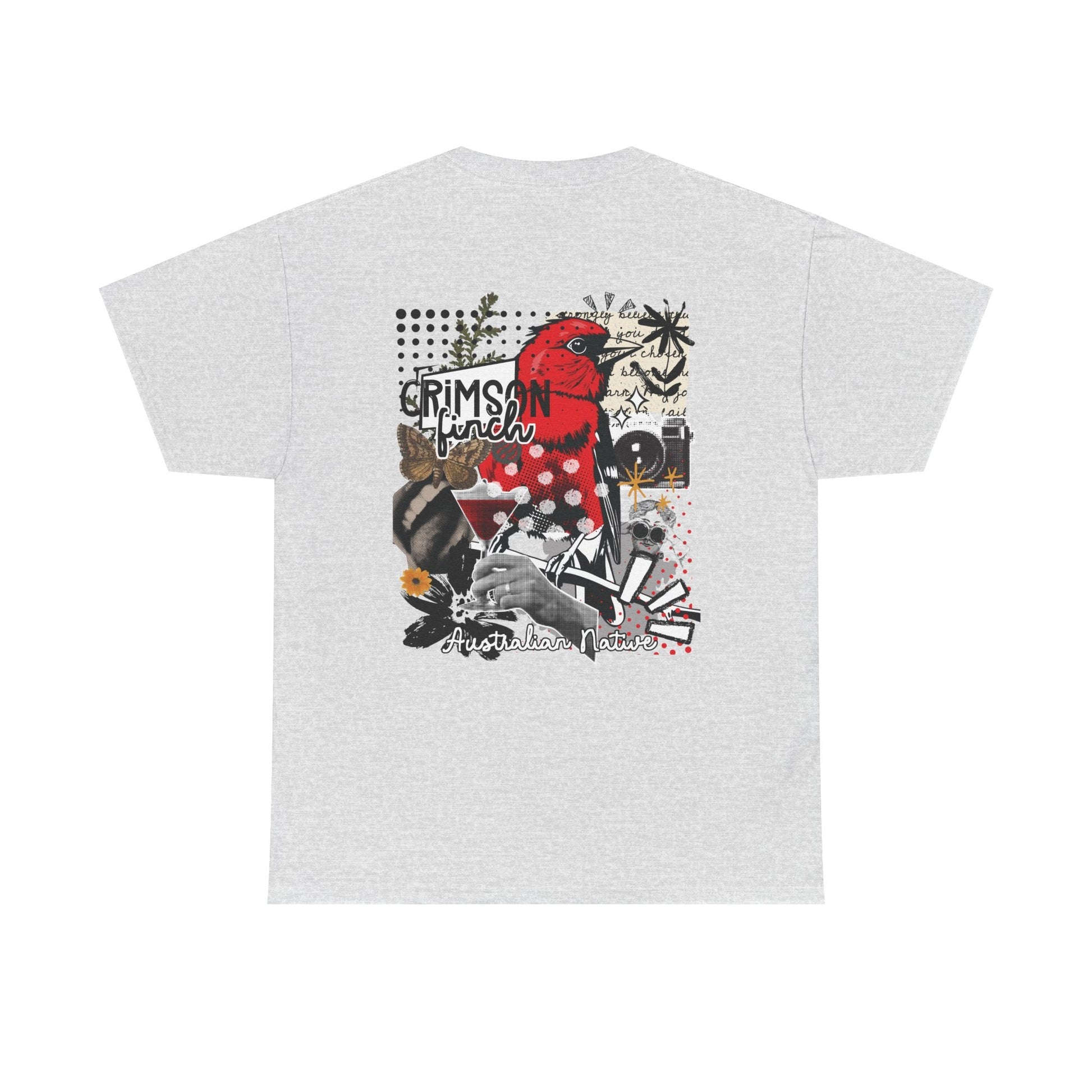 Crimson Finch Australian native species custom T Shirt - Solei Designs
