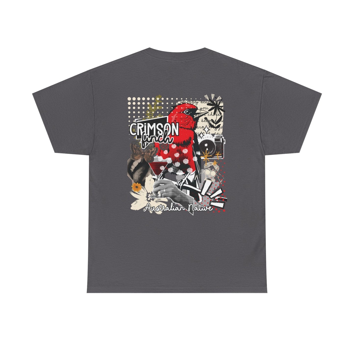 Crimson Finch Australian native species custom T Shirt - Solei Designs