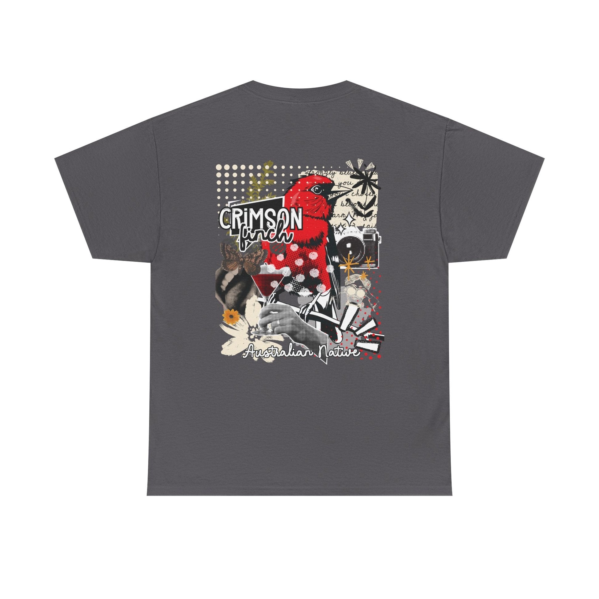 Crimson Finch Australian native species custom T Shirt - Solei Designs