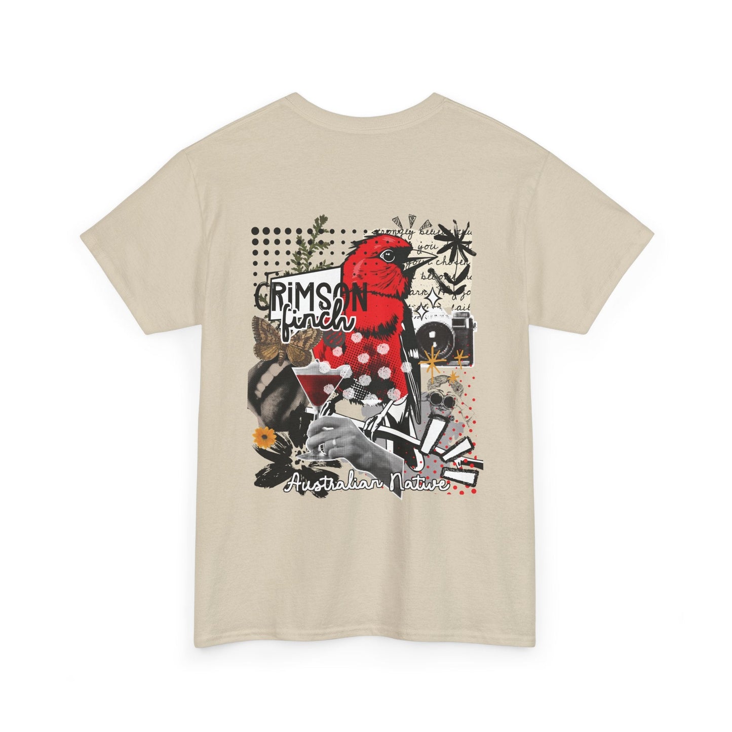 Crimson Finch Australian native species custom T Shirt - Solei Designs