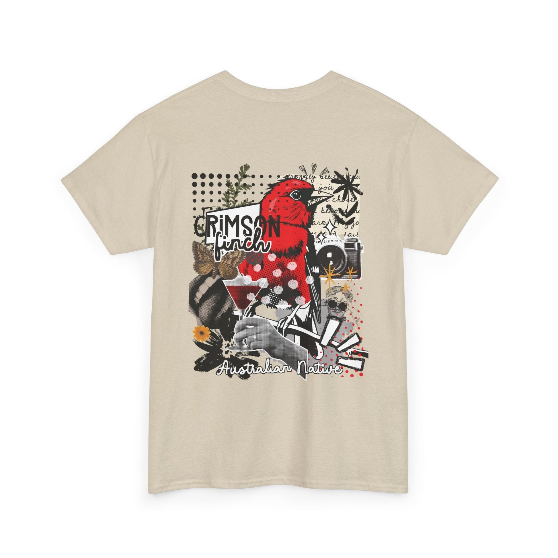 Crimson Finch Australian native species custom T Shirt - Solei Designs