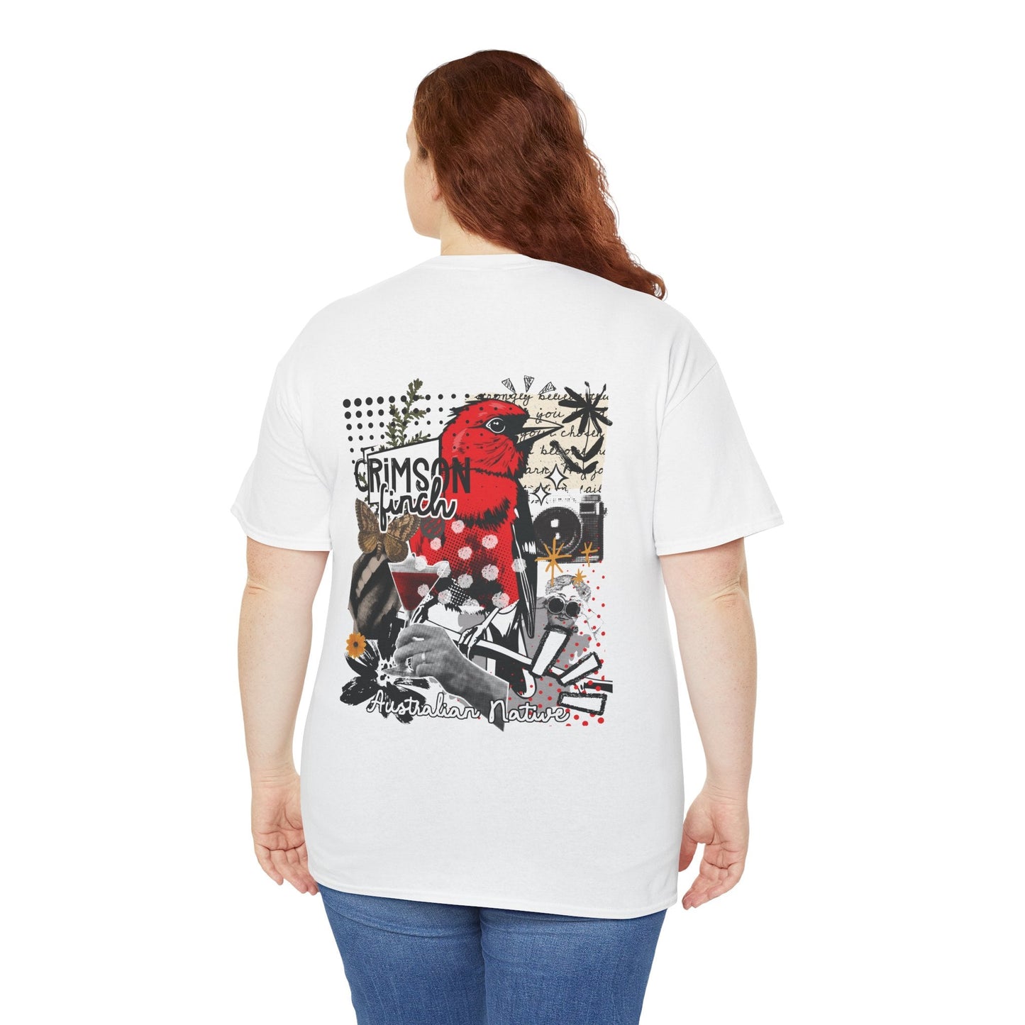 Crimson Finch Australian native species custom T Shirt - Solei Designs