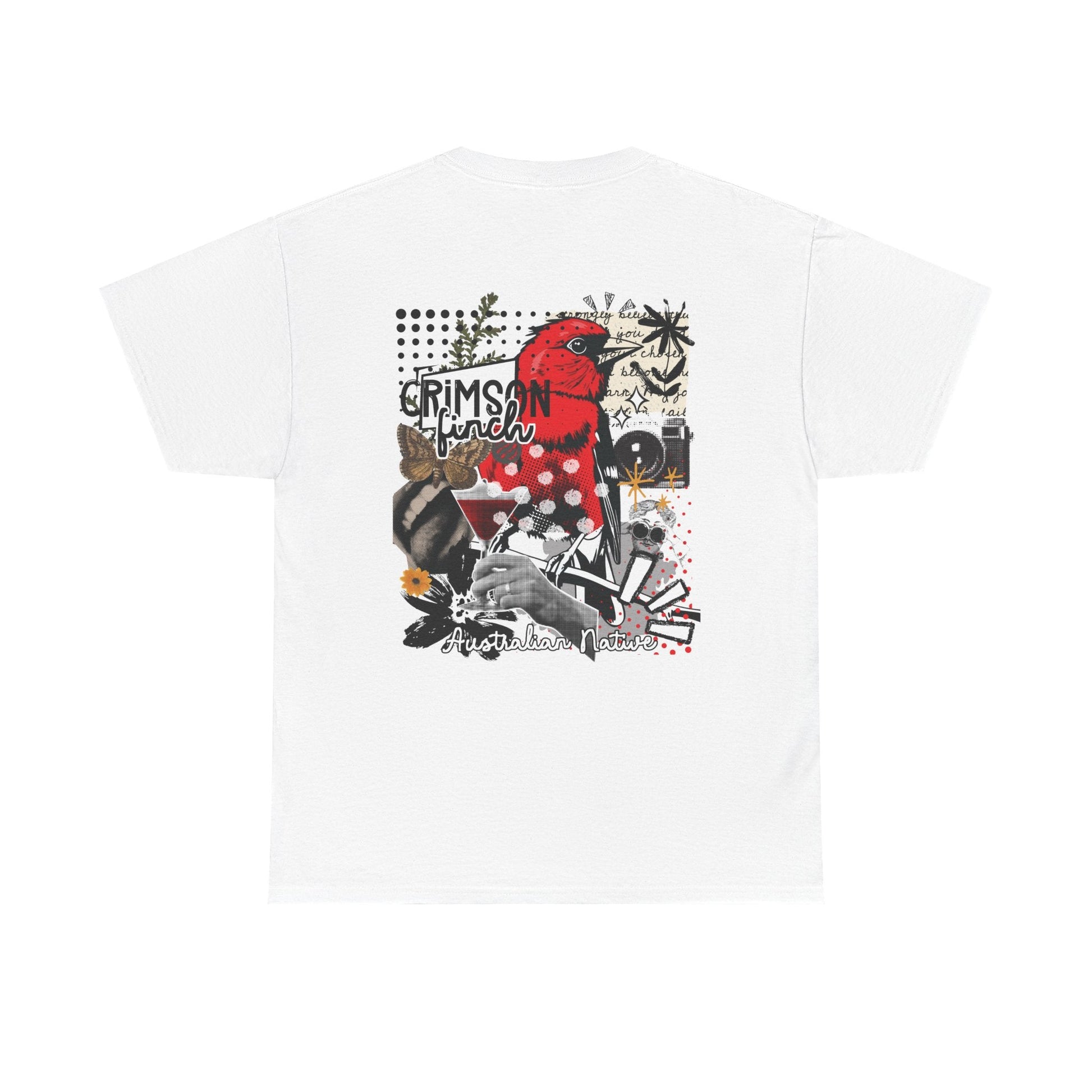 Crimson Finch Australian native species custom T Shirt - Solei Designs