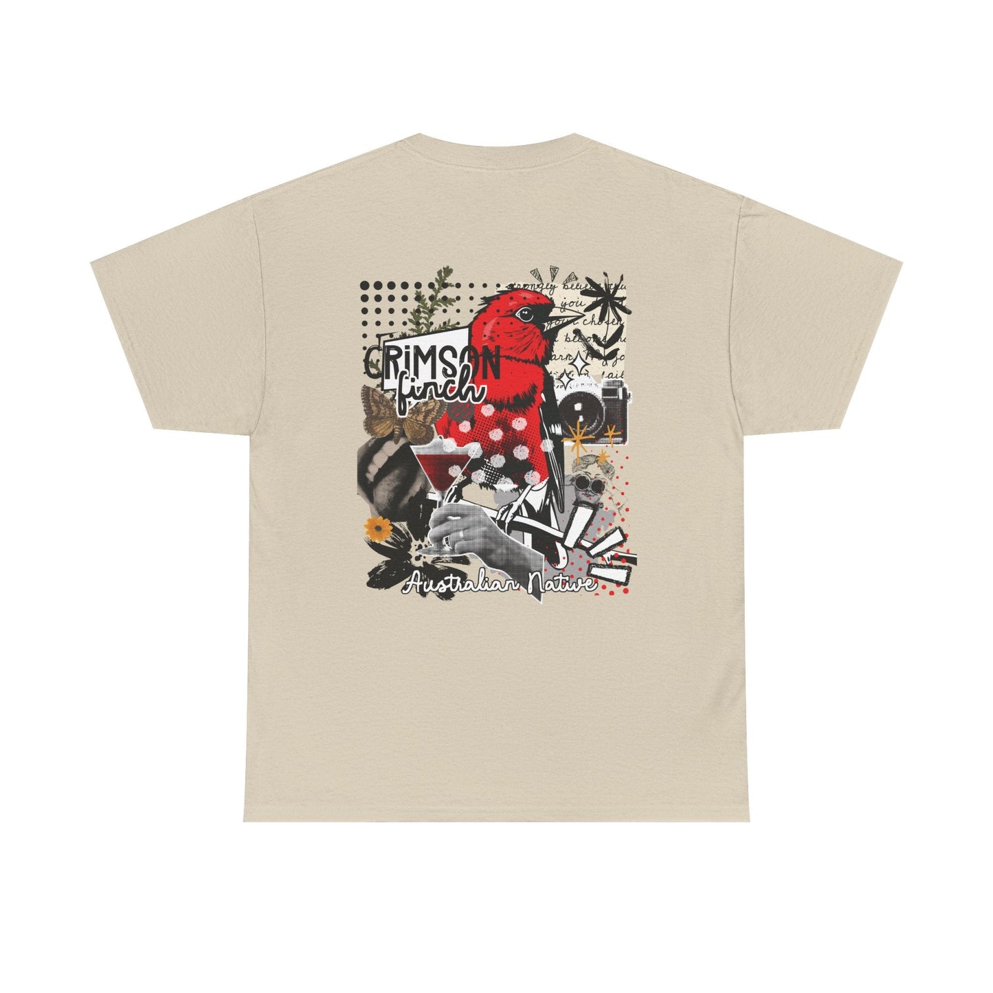 Crimson Finch Australian native species custom T Shirt - Solei Designs