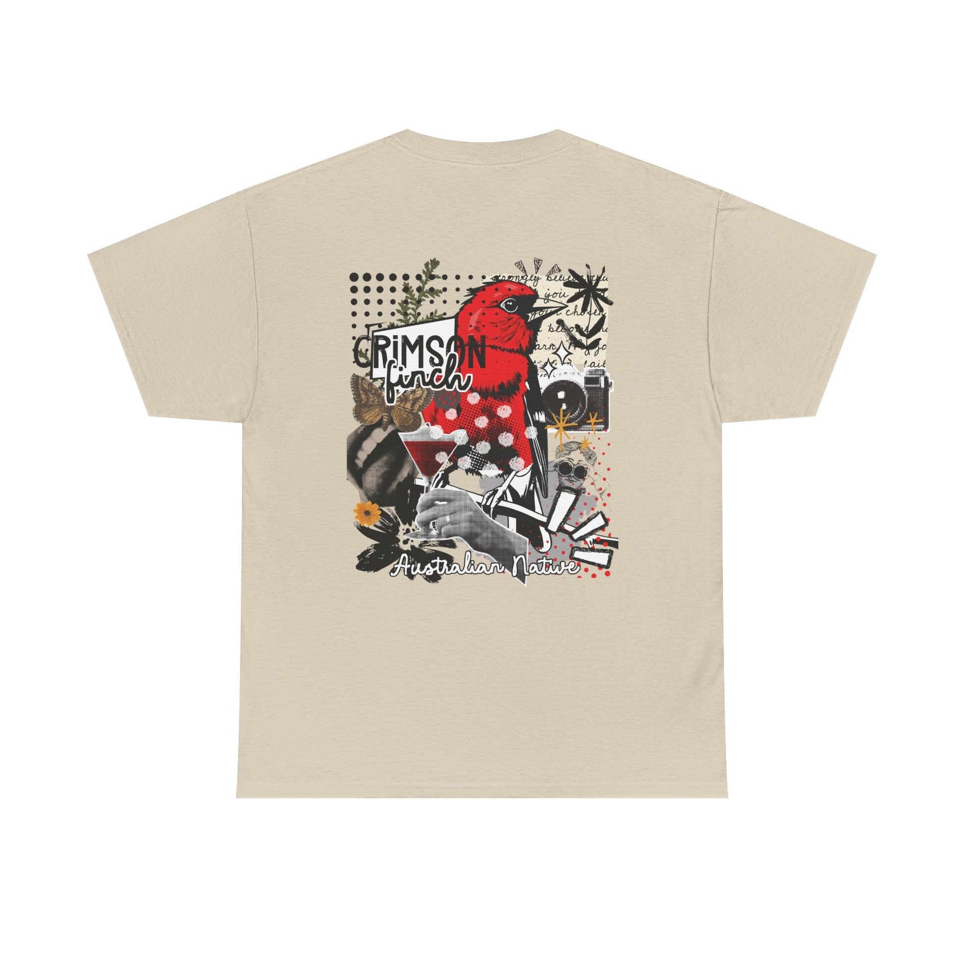 Crimson Finch Australian native species custom T Shirt - Solei Designs