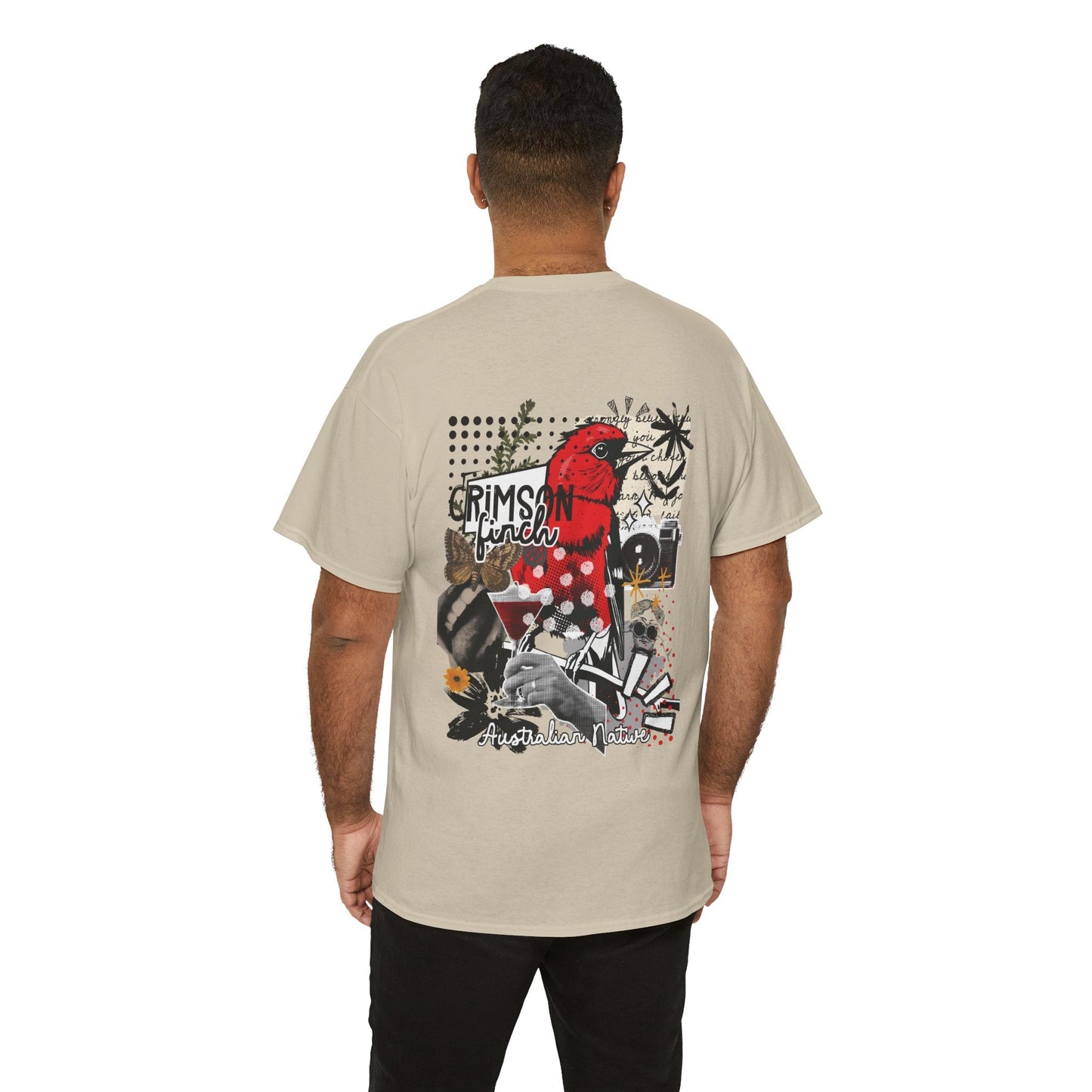 Crimson Finch Australian native species custom T Shirt - Solei Designs