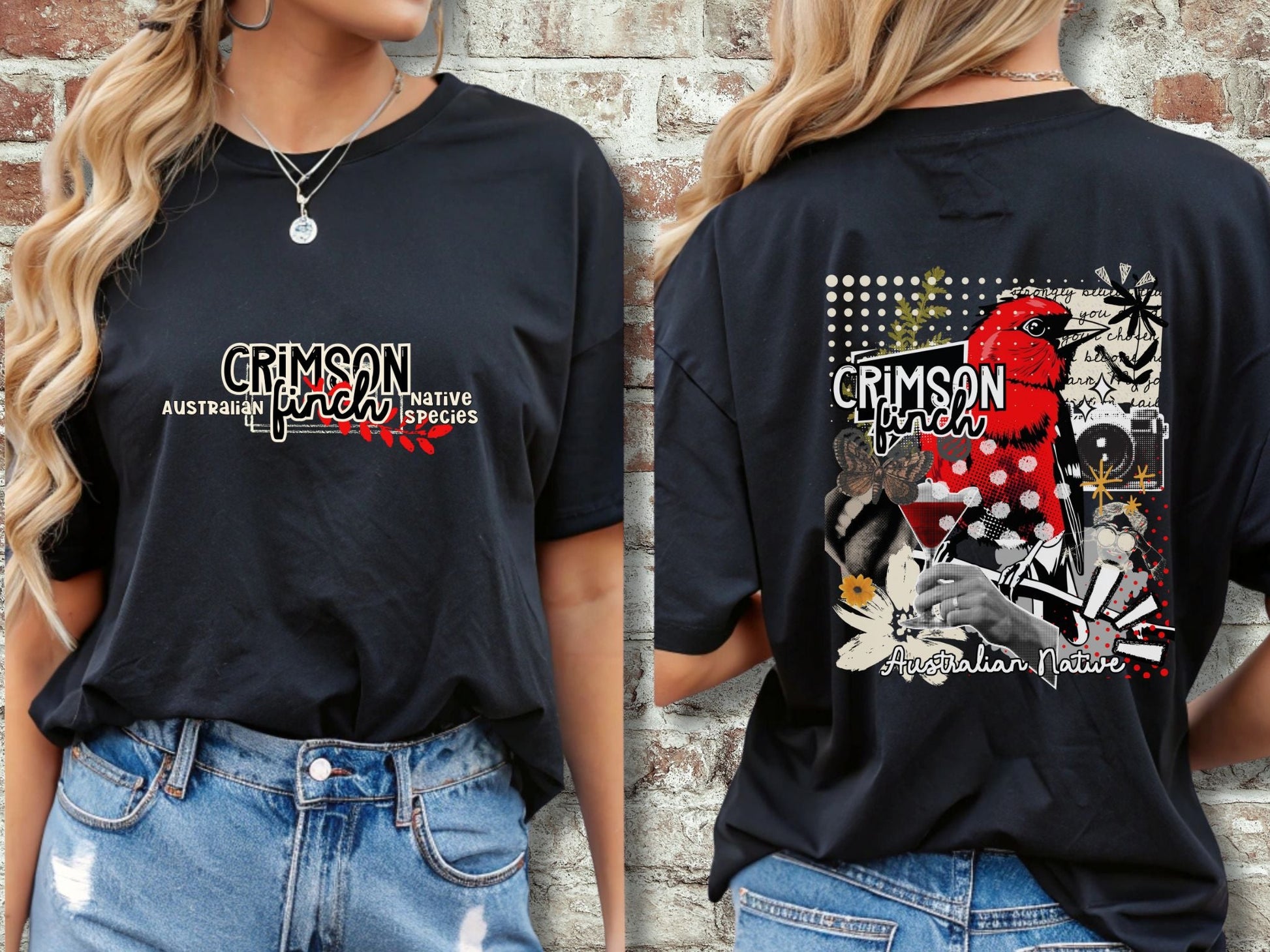 Crimson Finch Australian native species T Shirt - Solei Designs