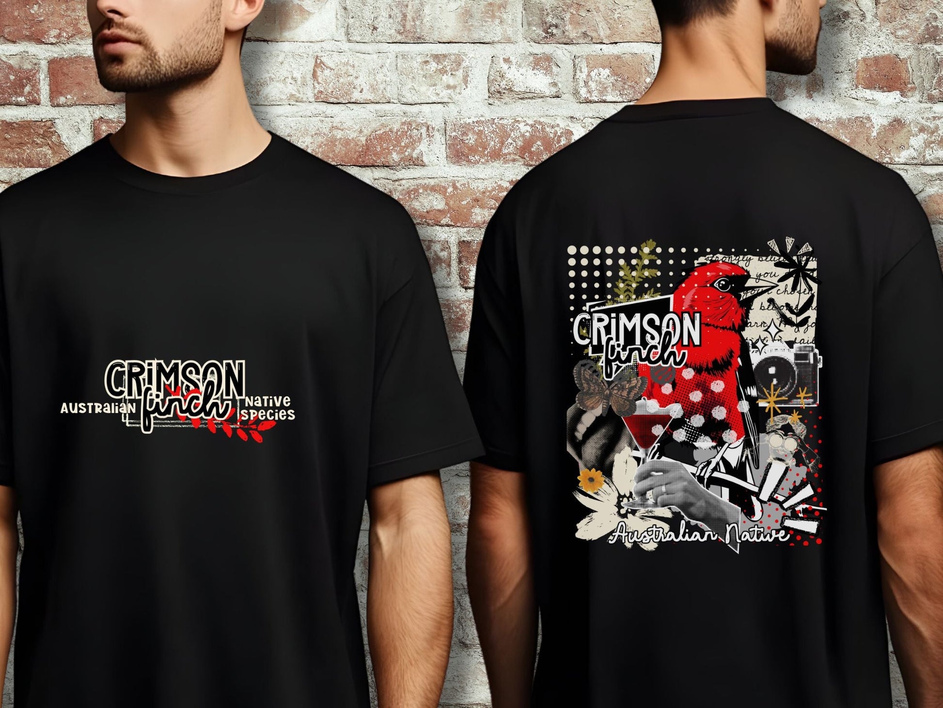 Crimson Finch Australian native species T Shirt - Solei Designs