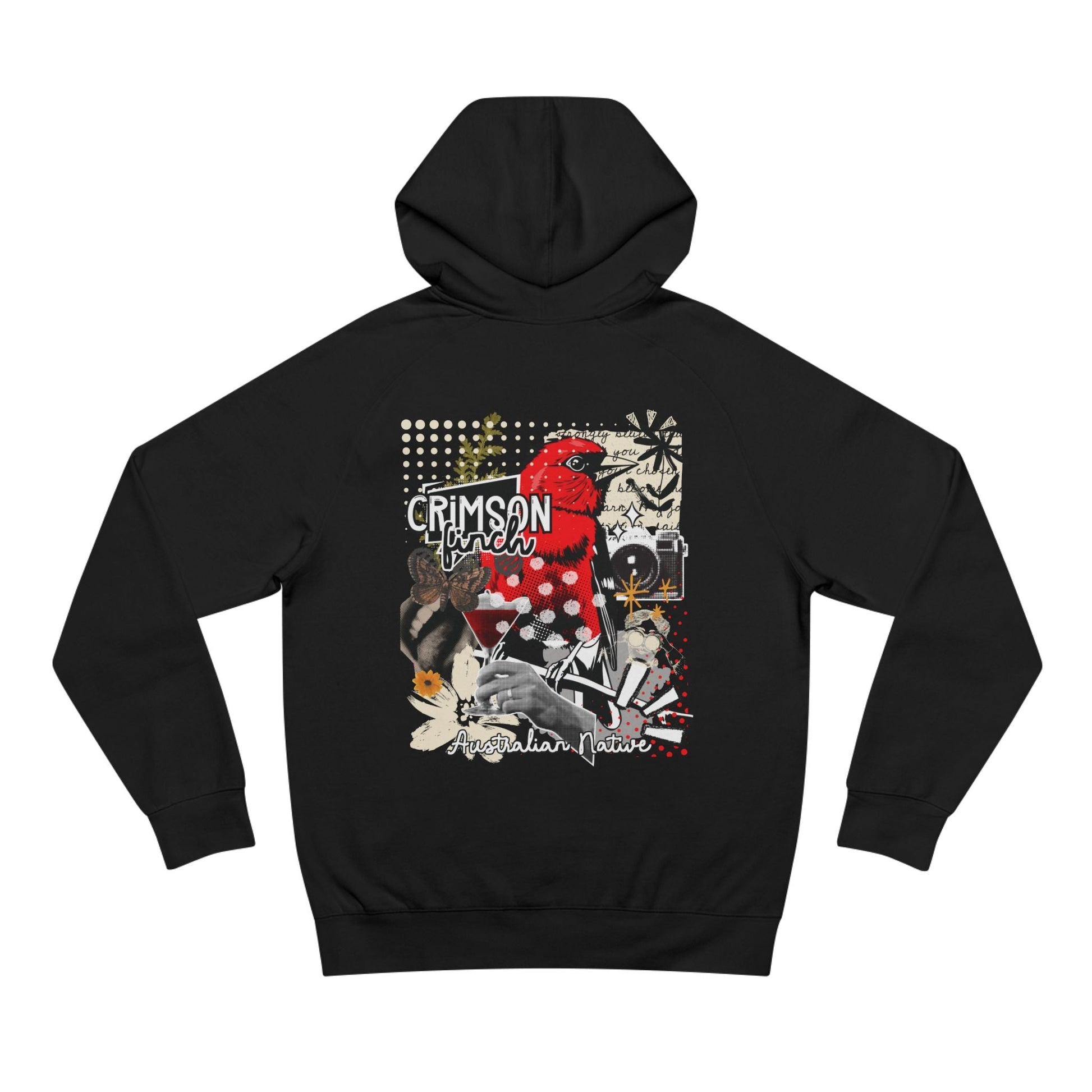 Crimson Finch Native Australian custom design - Women's luxurious soft hoodie - Solei Designs