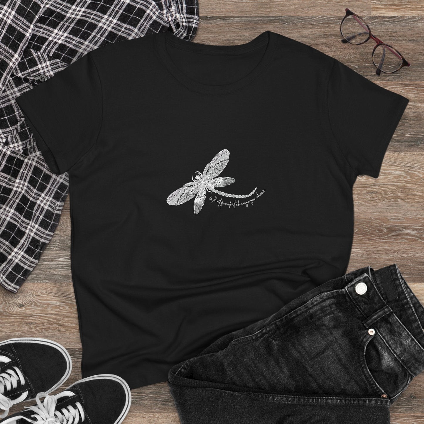 Dragonfly Affirmation - Custom Gildan 5000 T Shirt design - Solei Designs