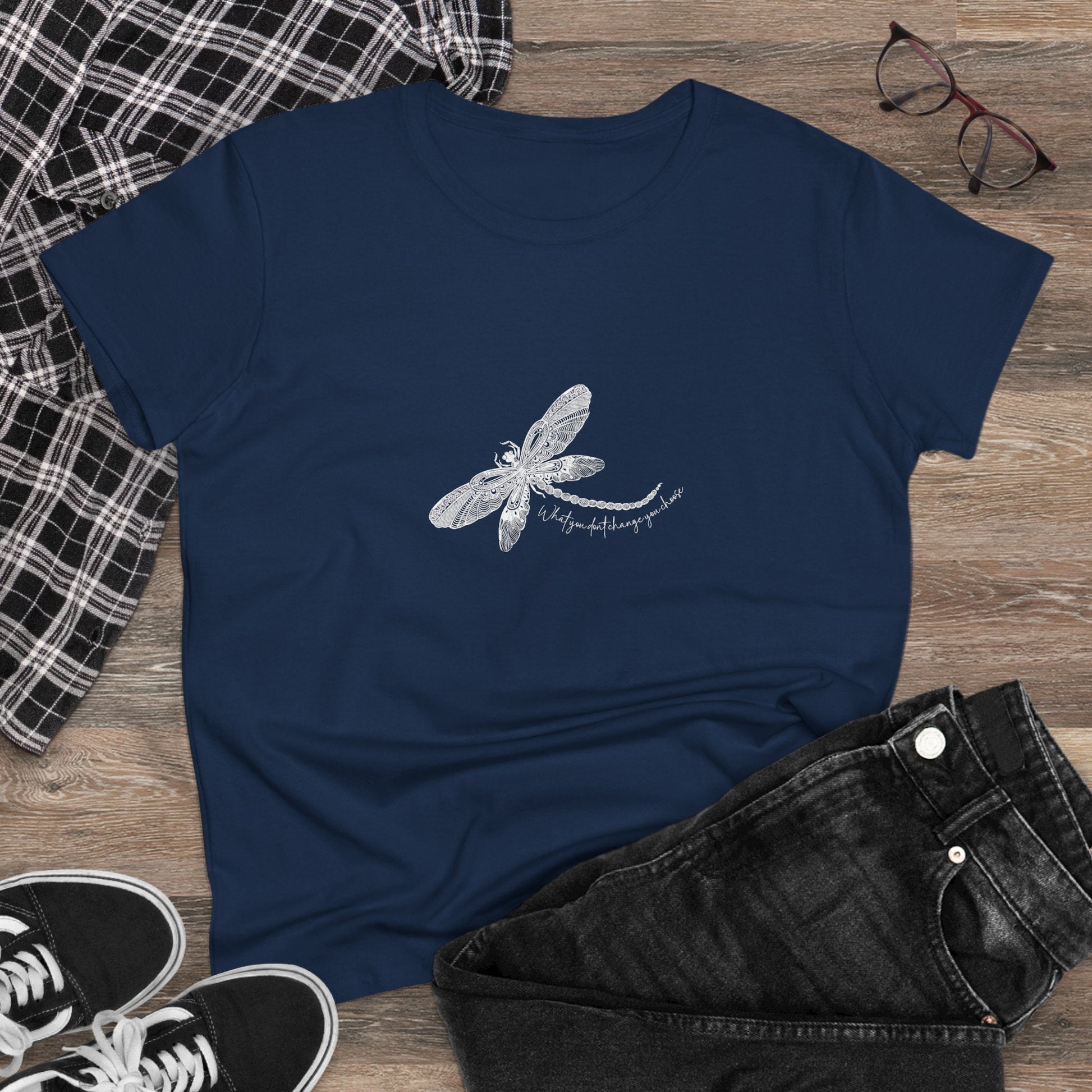 Dragonfly Affirmation - Custom Gildan 5000 T Shirt design - Solei Designs