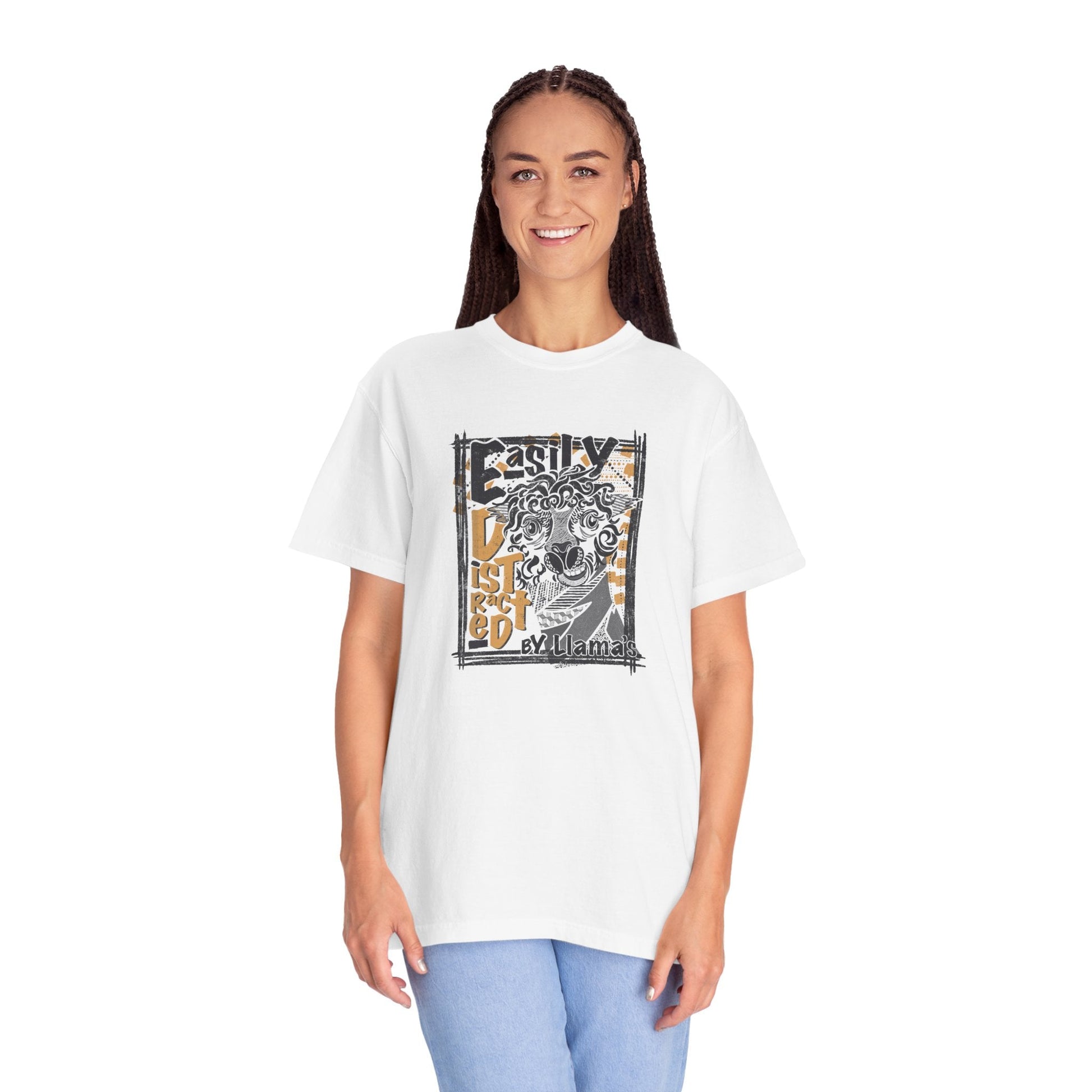 Easily Distracted by Llama's - C1717 Custom Graphic Soft style T Shirt - Solei Designs