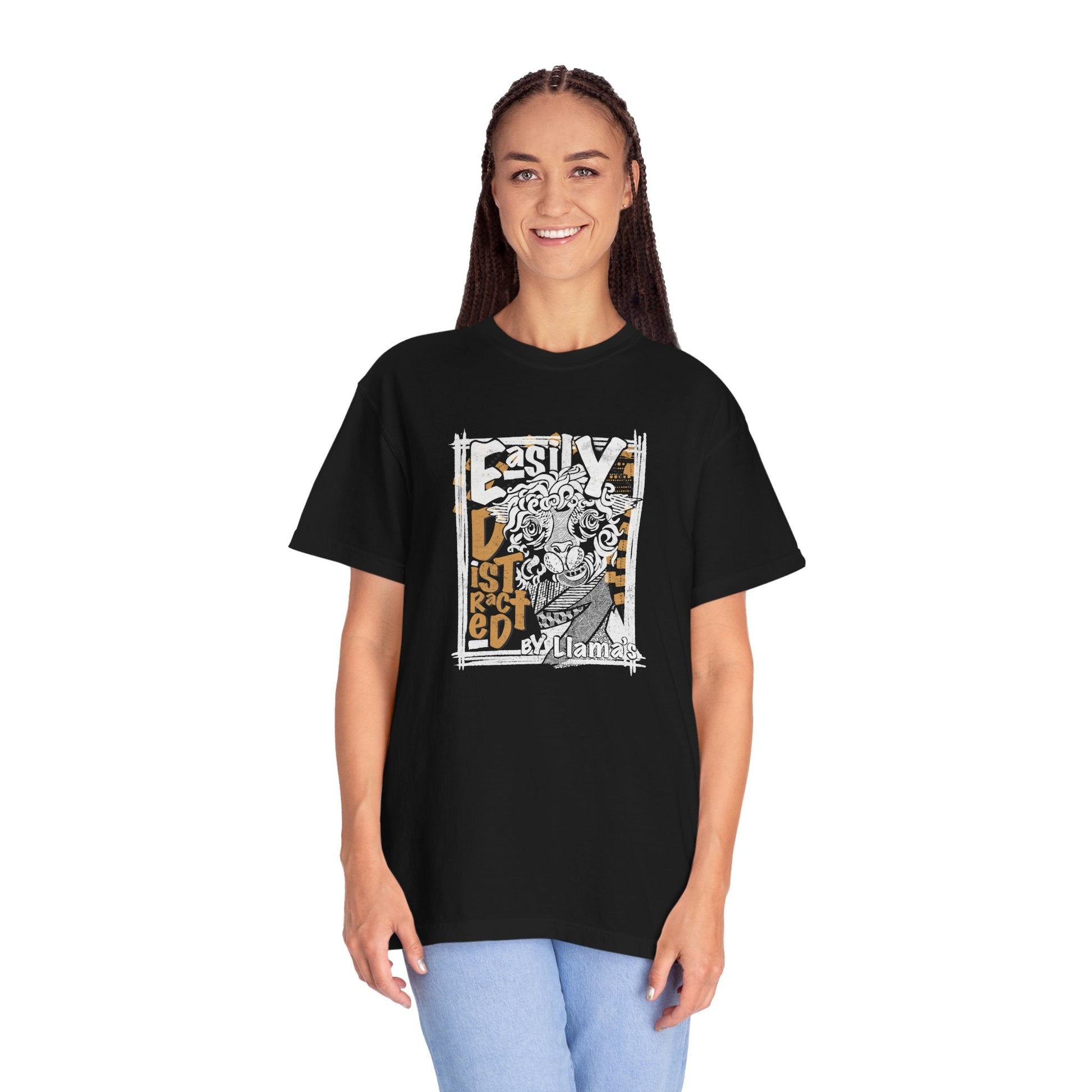 Easily Distracted by Llama's - C1717 Custom Graphic Soft style T Shirt - Solei Designs