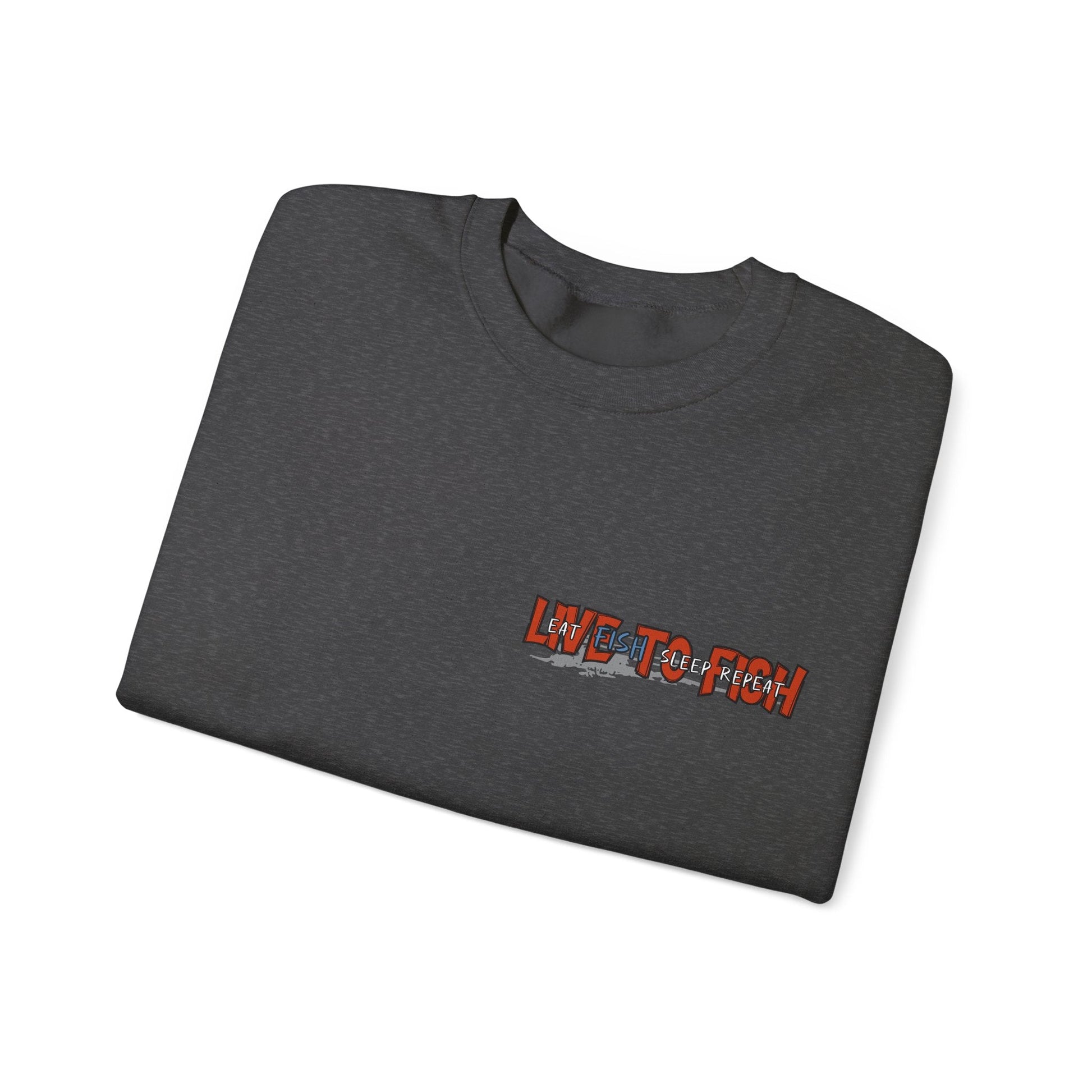 Fishing Lover's Crewneck Sweatshirt - 'Live to Fish' Design - Solei Designs