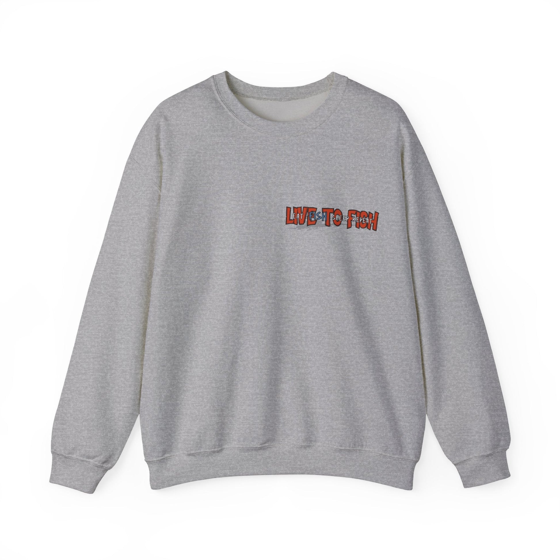 Fishing Lover's Crewneck Sweatshirt - 'Live to Fish' Design - Solei Designs